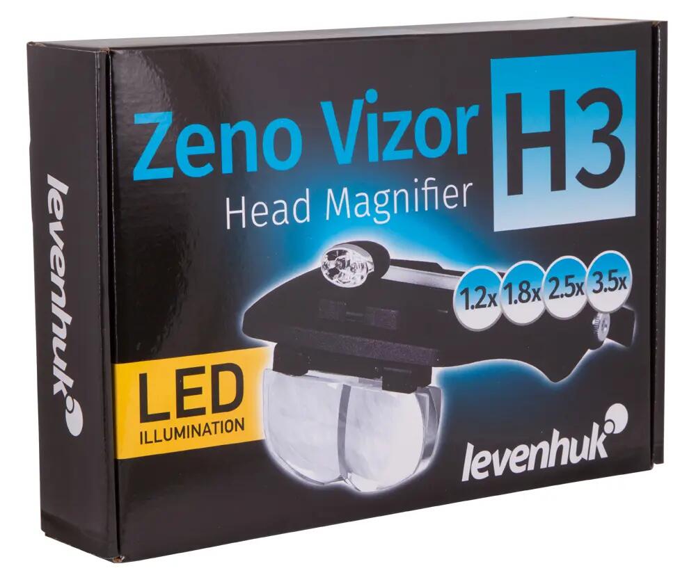 Levenhuk Zeno Vizor H3 Stirnlupe - Linsen 1,2/1,8/2,5/3,5x - LED - Schwarz 11/12