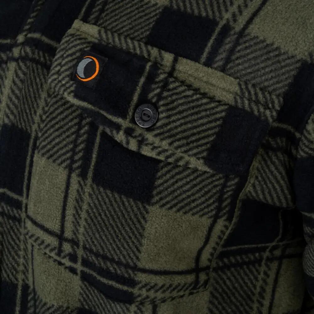 Mens Checked Sherpa Lined Full Zip Shacket (Green) 6/6