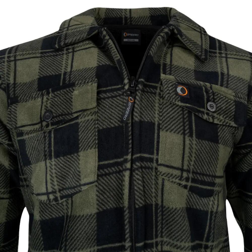 Mens Checked Sherpa Lined Full Zip Shacket (Green) 5/6