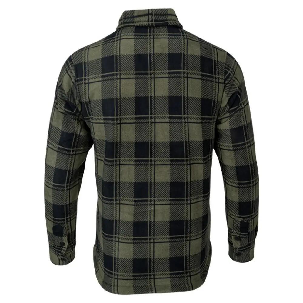 Mens Checked Sherpa Lined Full Zip Shacket (Green) 2/6