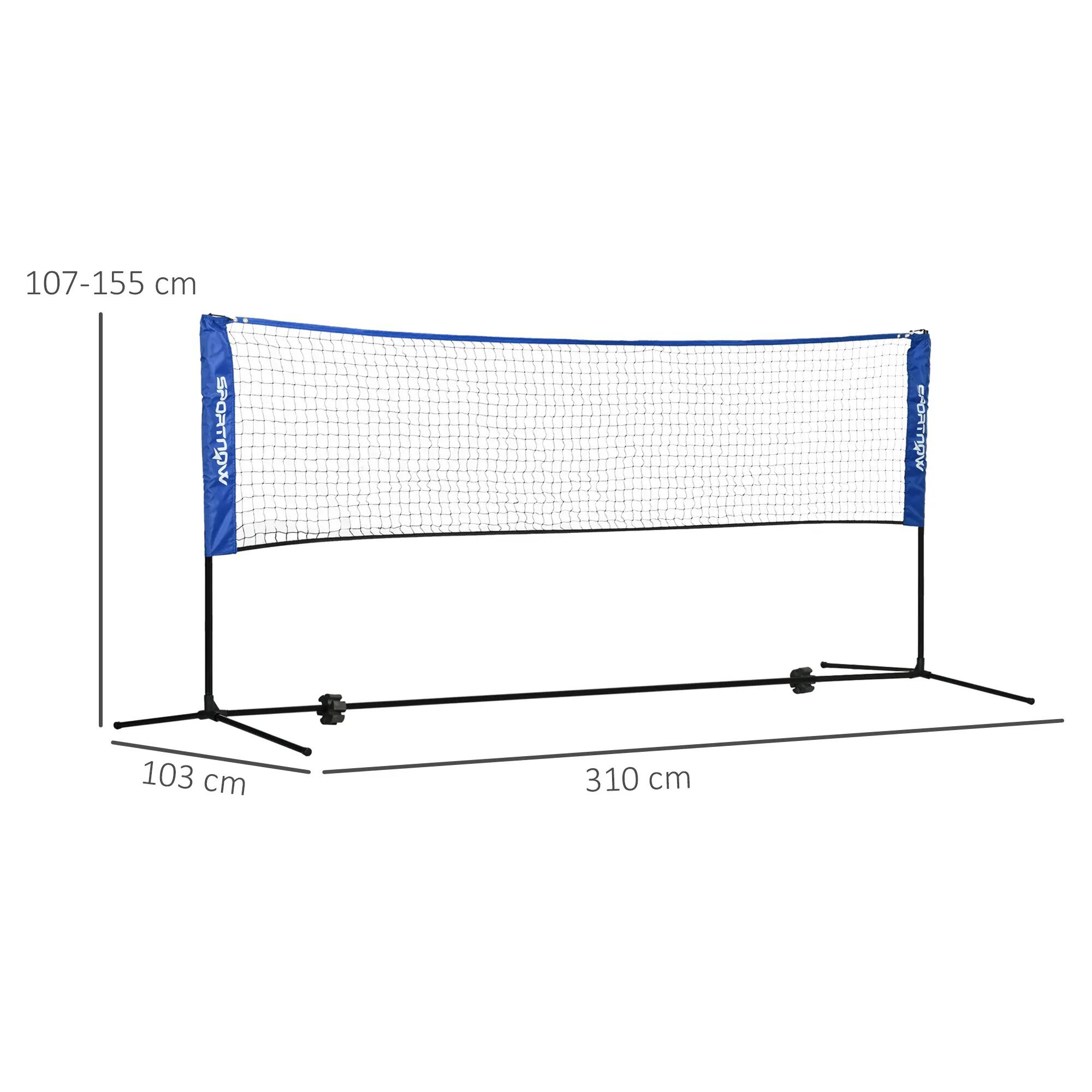 Filet de badminton réglable H.107-155 cm sac inclus noir bleu 3/5