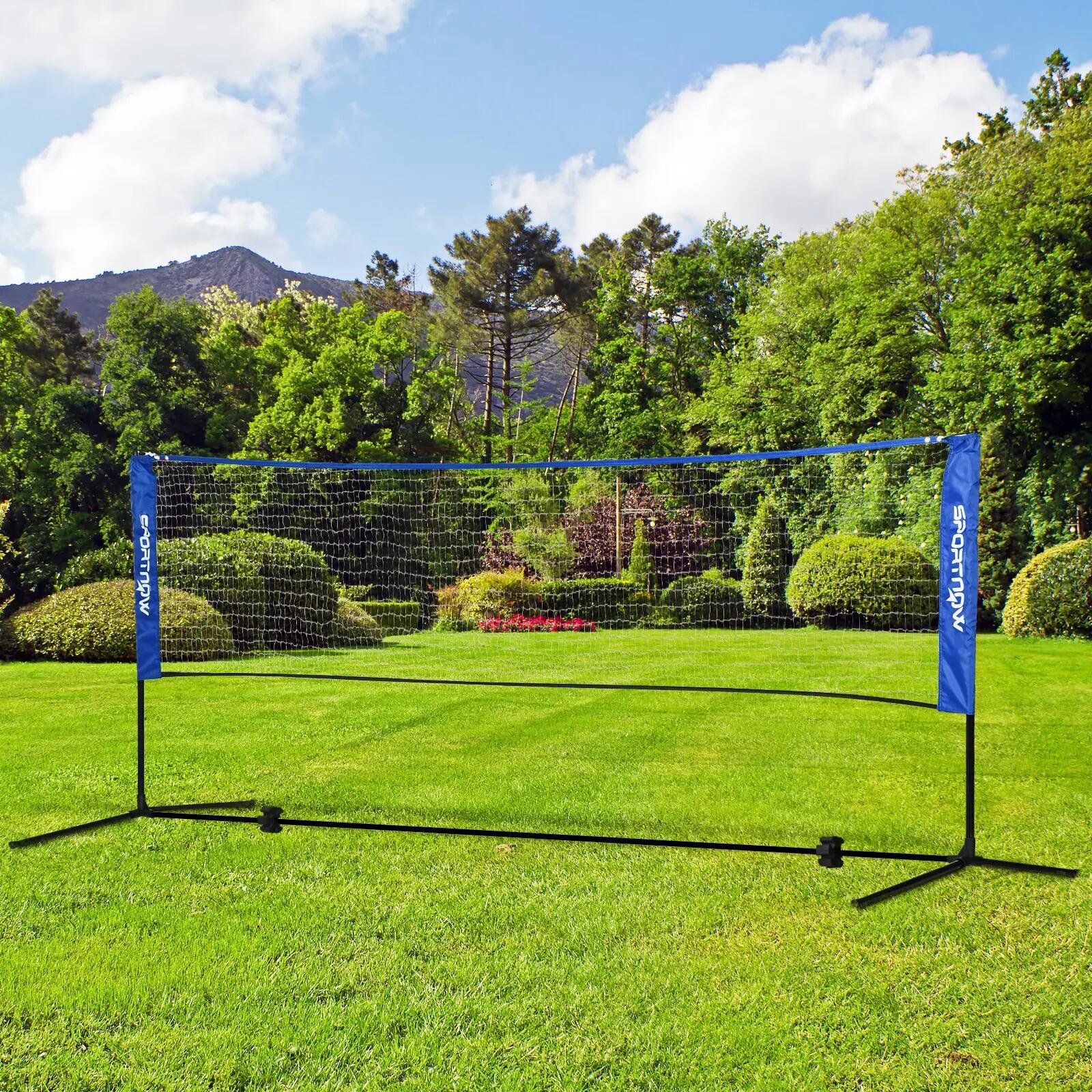 Filet de badminton réglable H.107-155 cm sac inclus noir bleu 2/5