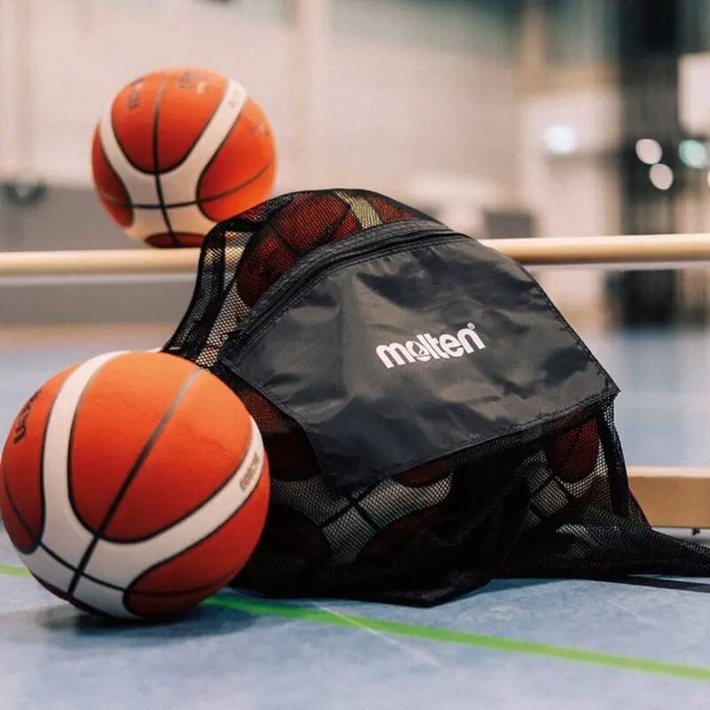 Pachet 6 mingi baschet Molten: 5 × B7G2000 FIBA + B7D2005 Deep Channel + sac SPB 8/10