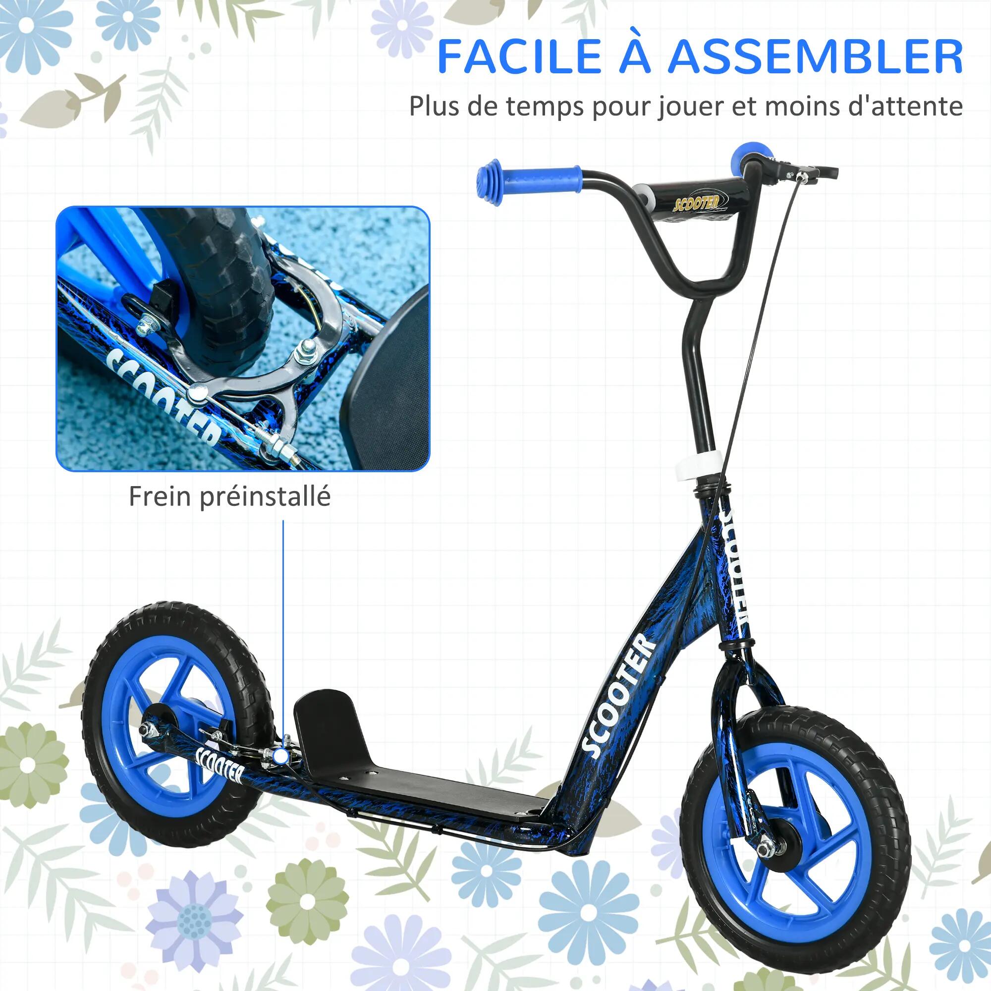 Trottinette patinette enfant guidon réglable poignée frein et béquille acier 5/5