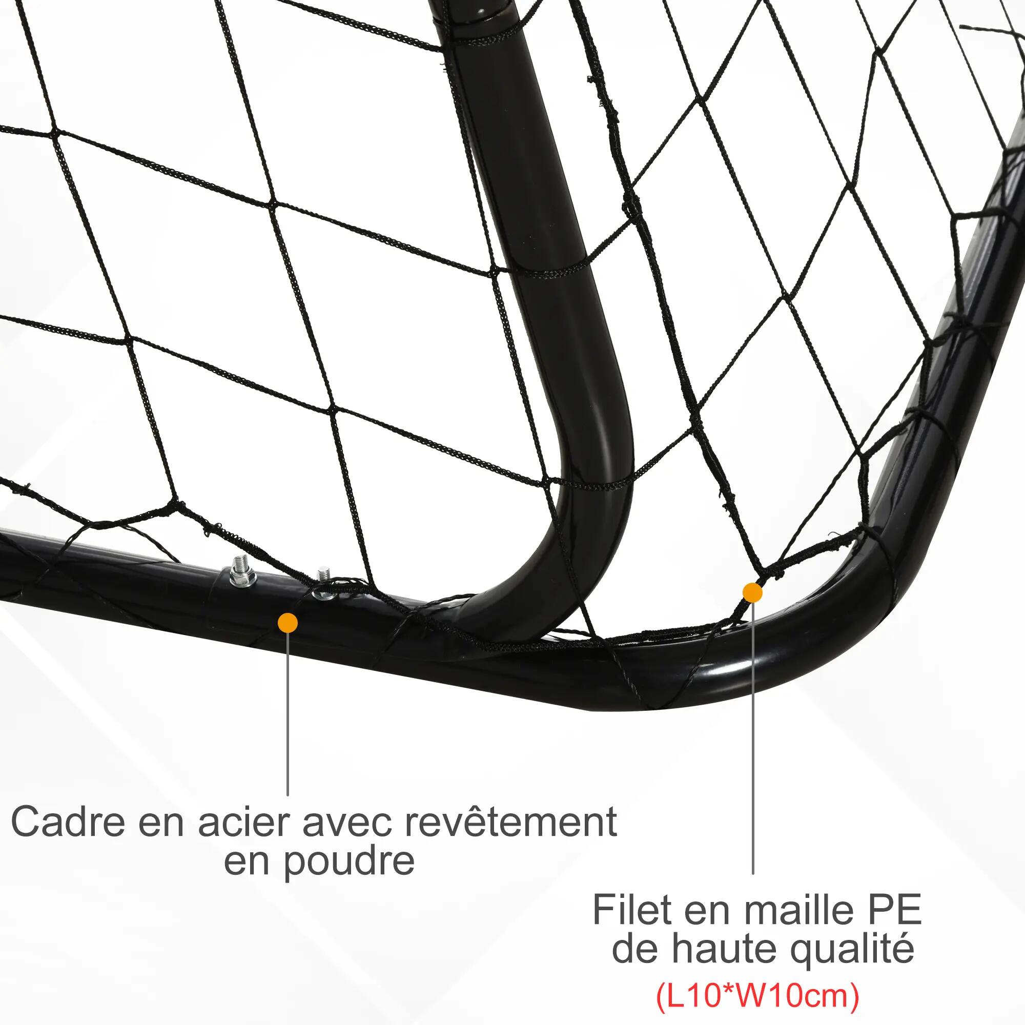 But de football - cage de foot avec cible dim. 240 x 88 x 174 cm - noir blanc 4/5