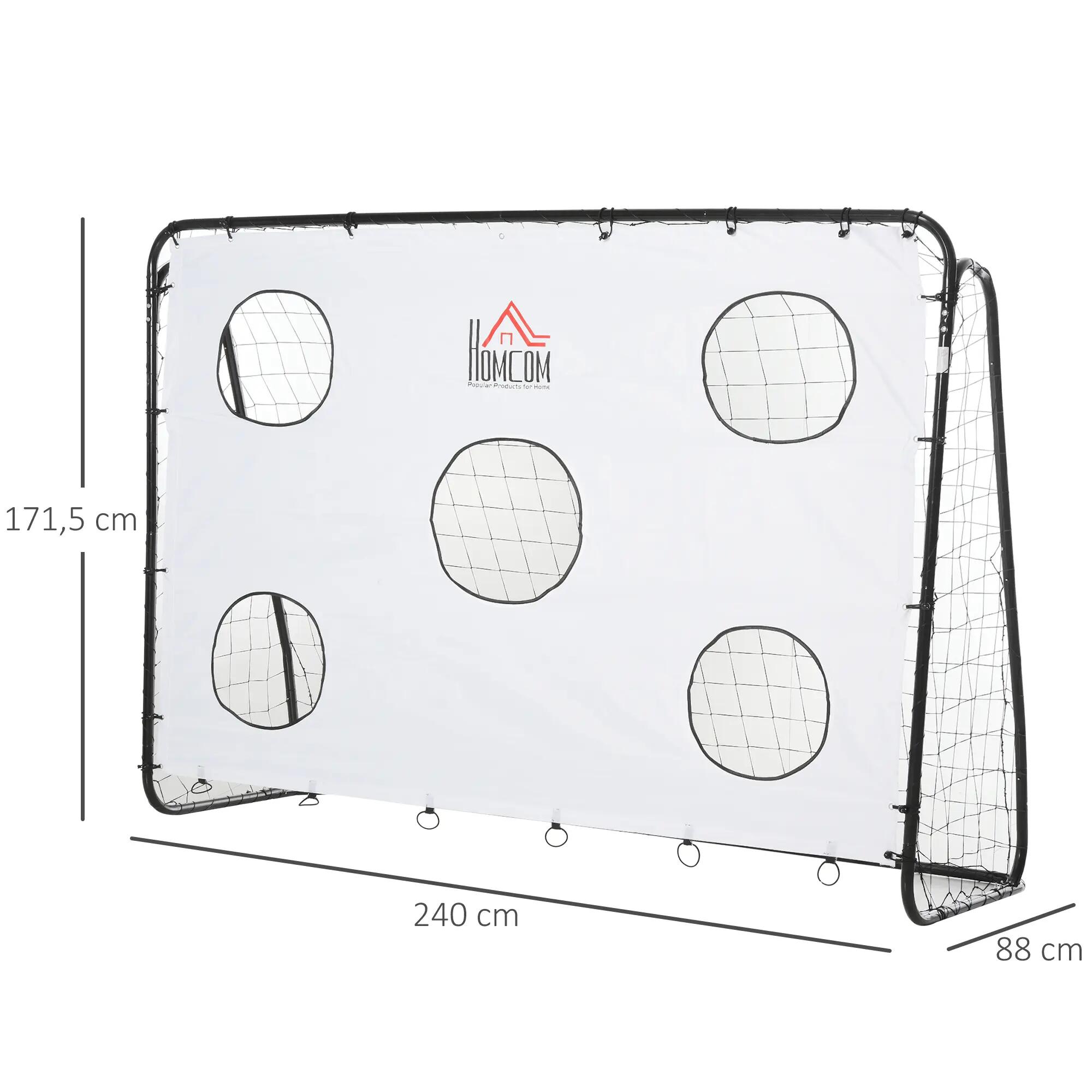 But de football - cage de foot avec cible dim. 240 x 88 x 174 cm - noir blanc 3/5