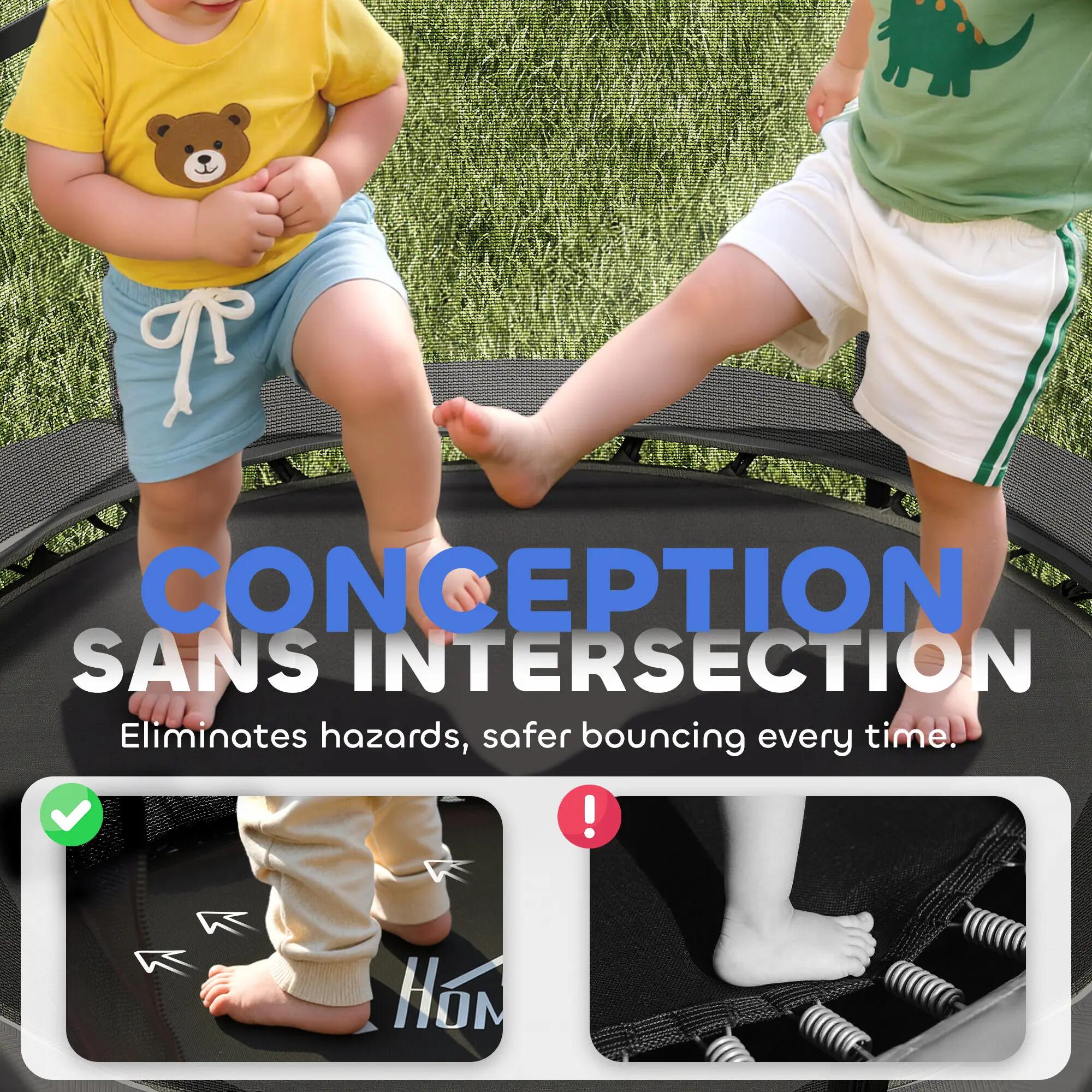 Trampoline enfant Ø1,4 x 1,9H m filet de sécurité couvre-ressorts 4/5