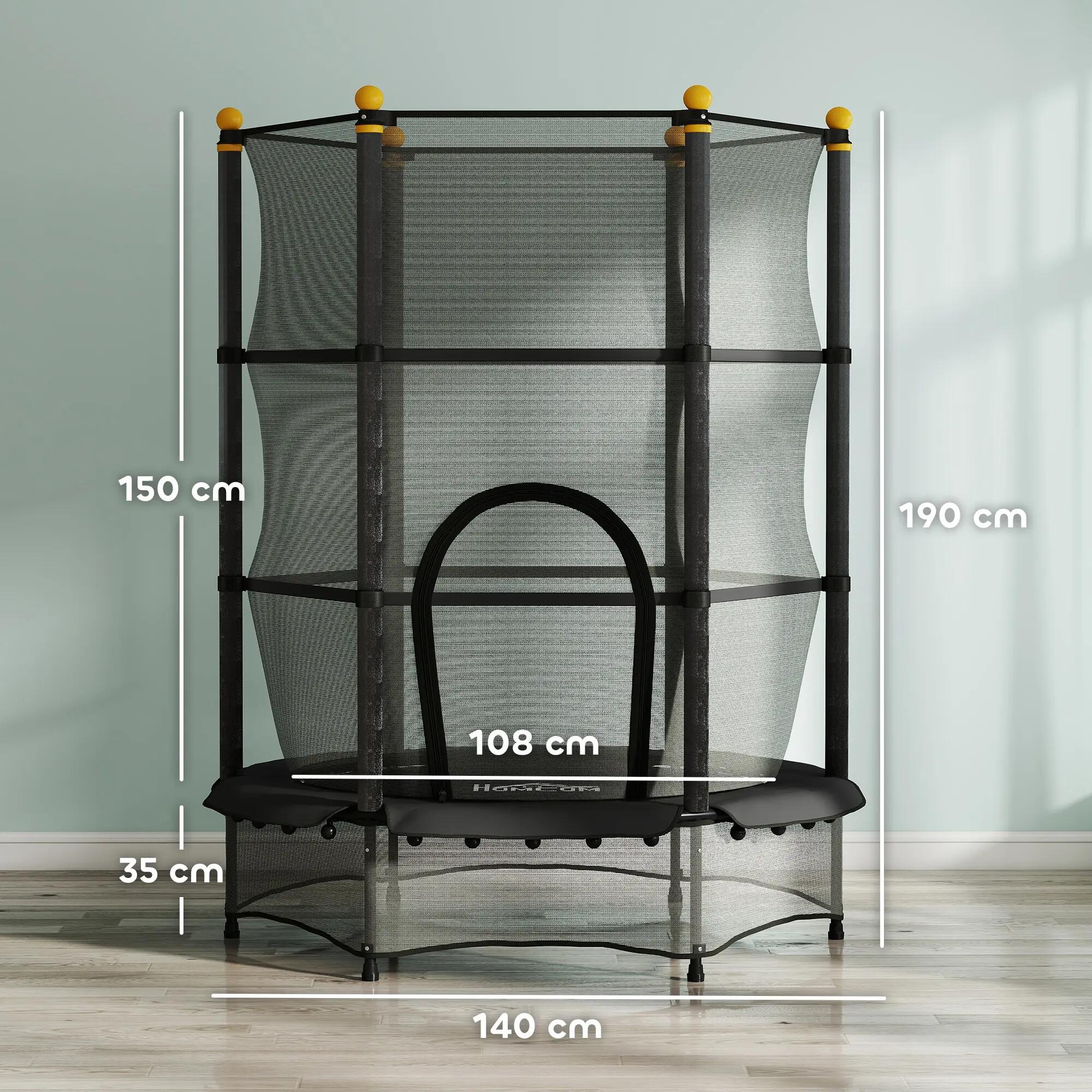 Trampoline enfant Ø1,4 x 1,9H m filet de sécurité couvre-ressorts 3/5