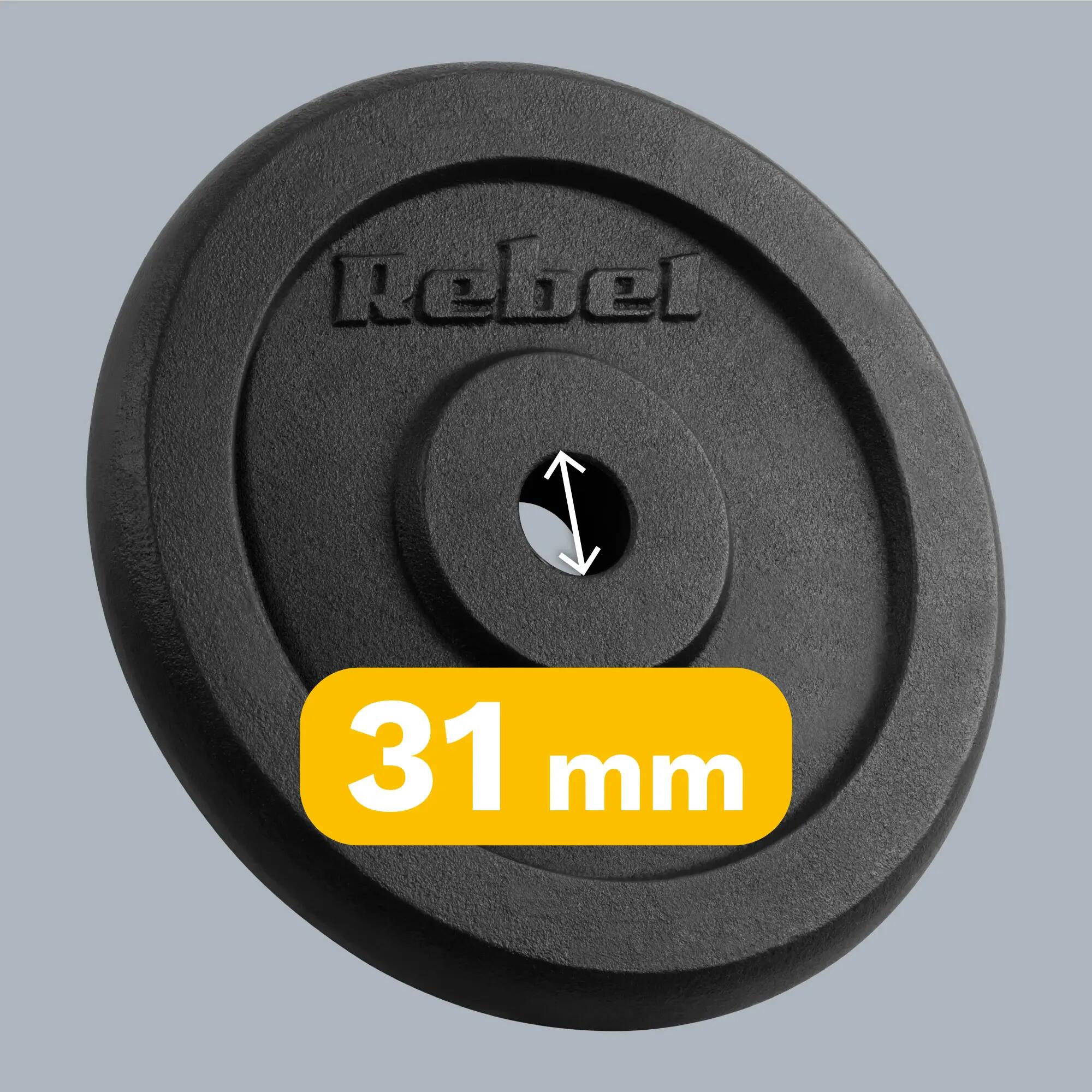 Obciążenie żeliwne zestw 2x10kg 20kg otwór 31mm talerz REBEL 7/7