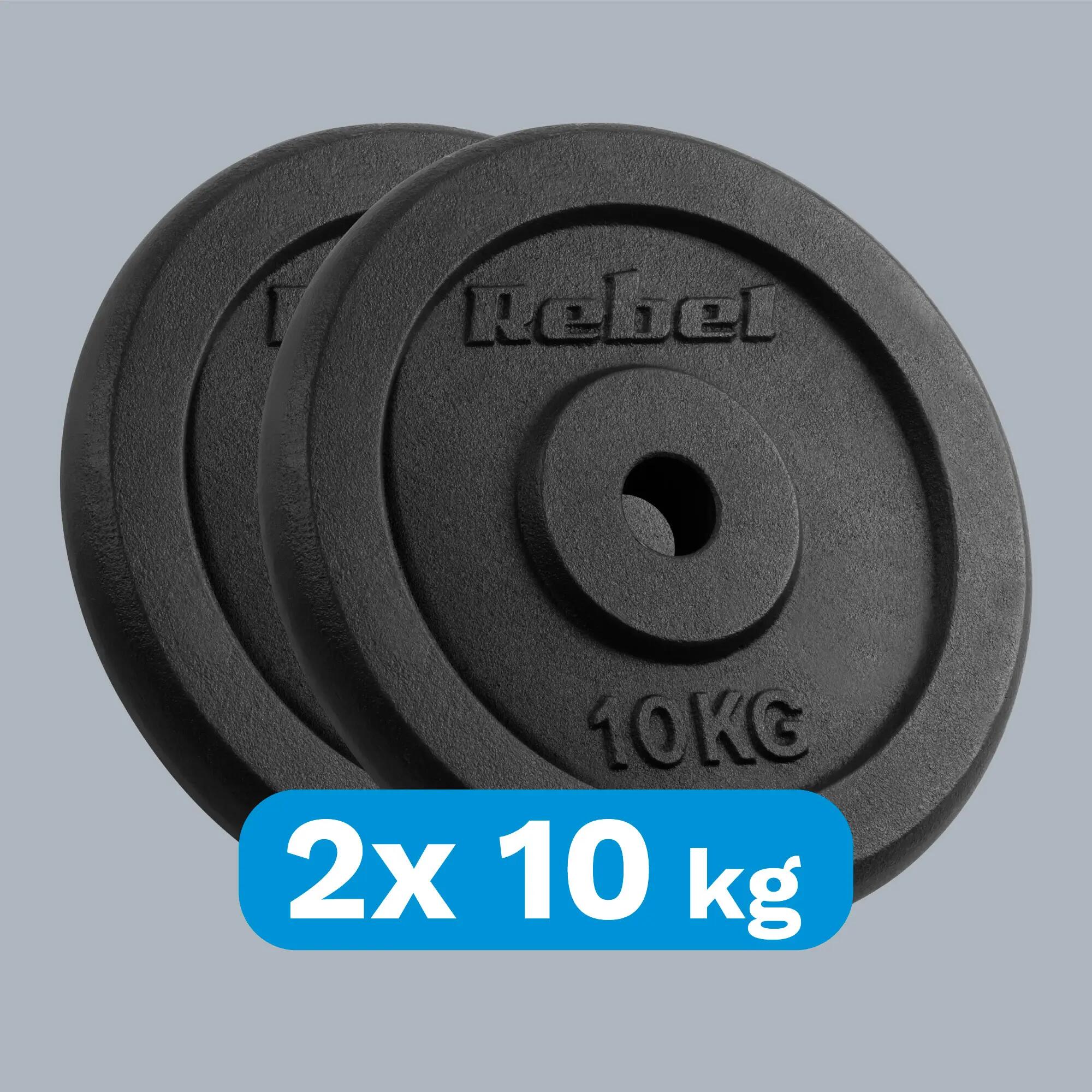 Obciążenie żeliwne zestw 2x10kg 20kg otwór 31mm talerz REBEL 5/7