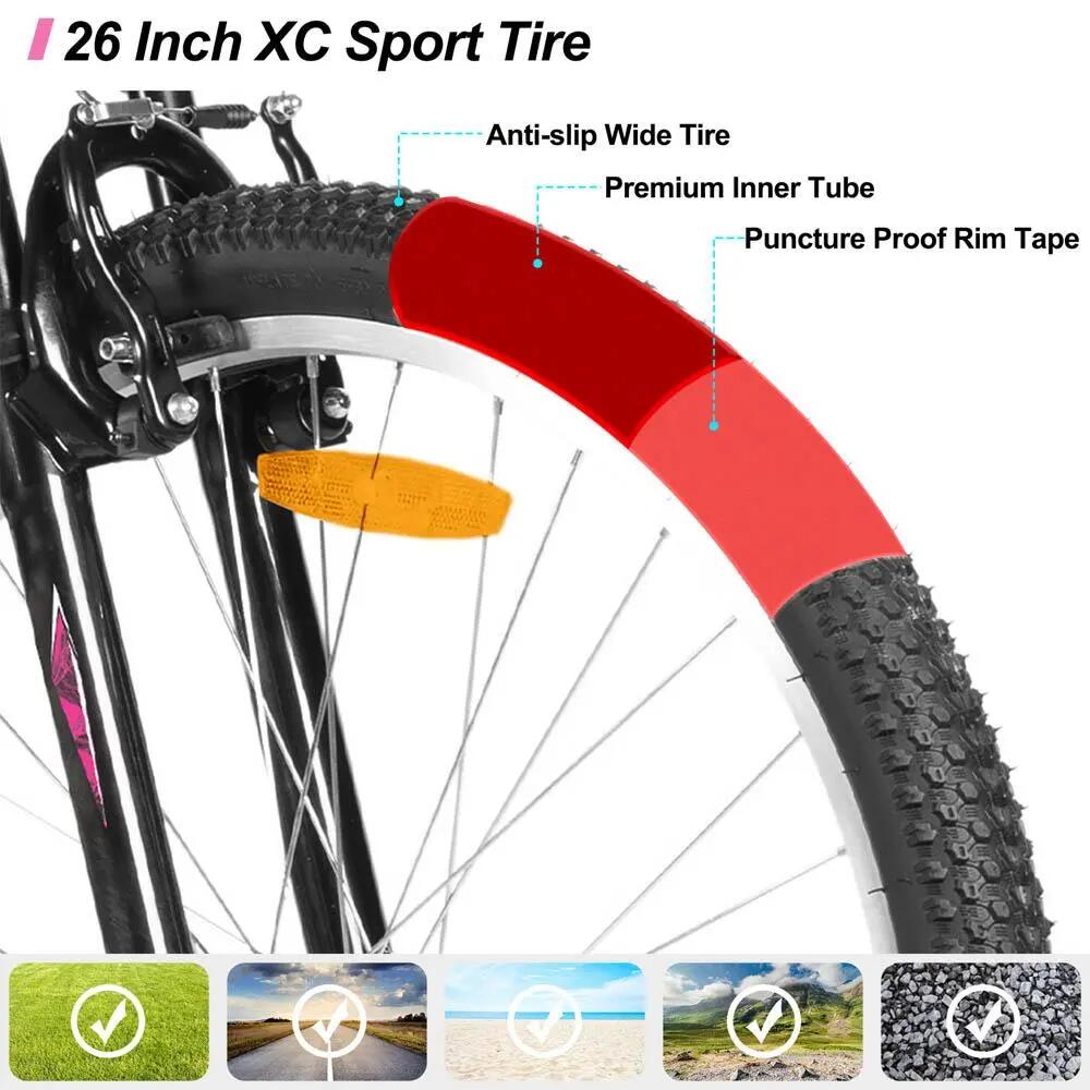 Dames Mountainbike 26 inch V-Brake 18 Versnellingen Stalen Frame 2/6