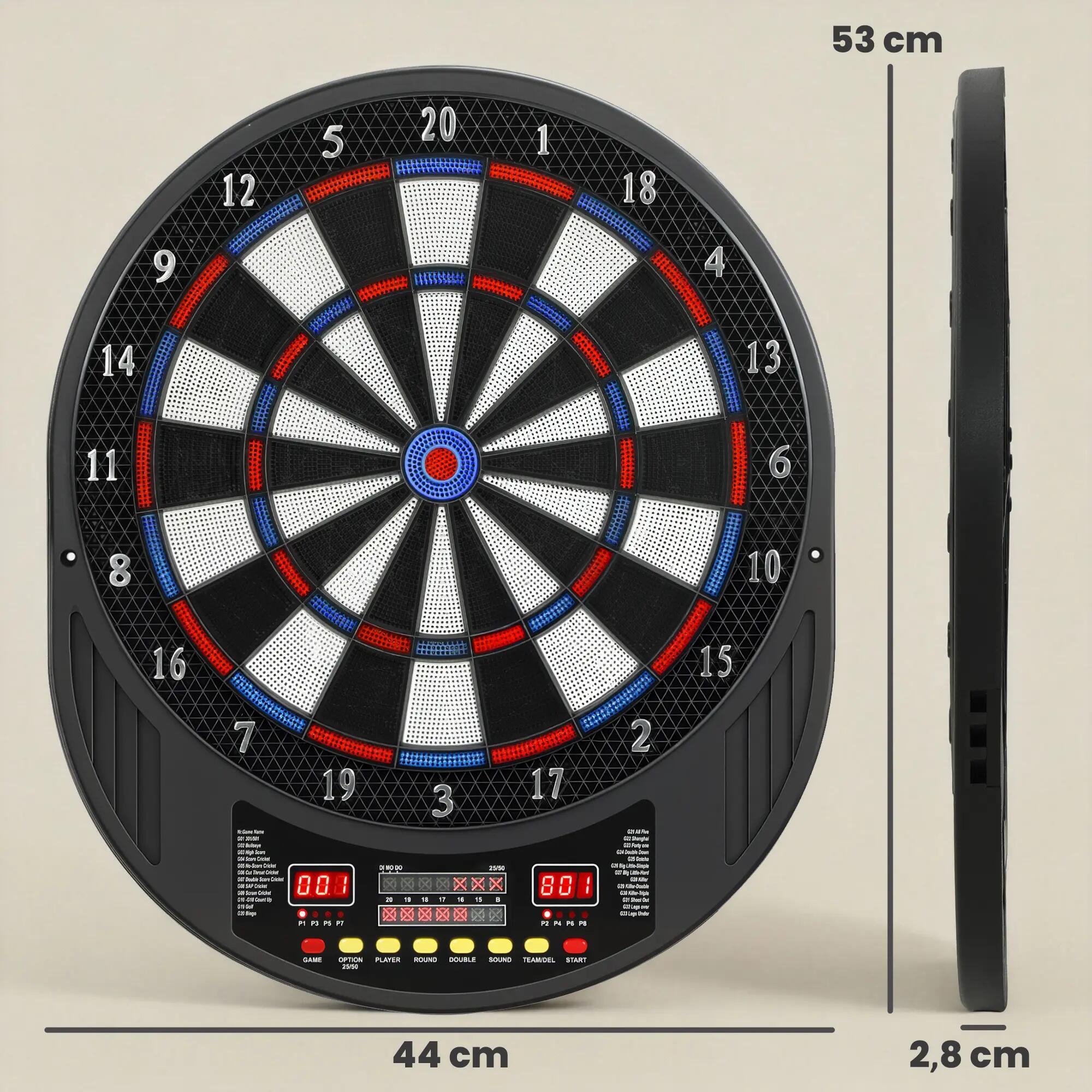 Cible jeu de fléchettes électronique 33 jeux 202 variations jusqu'à 8 joueurs 3/5