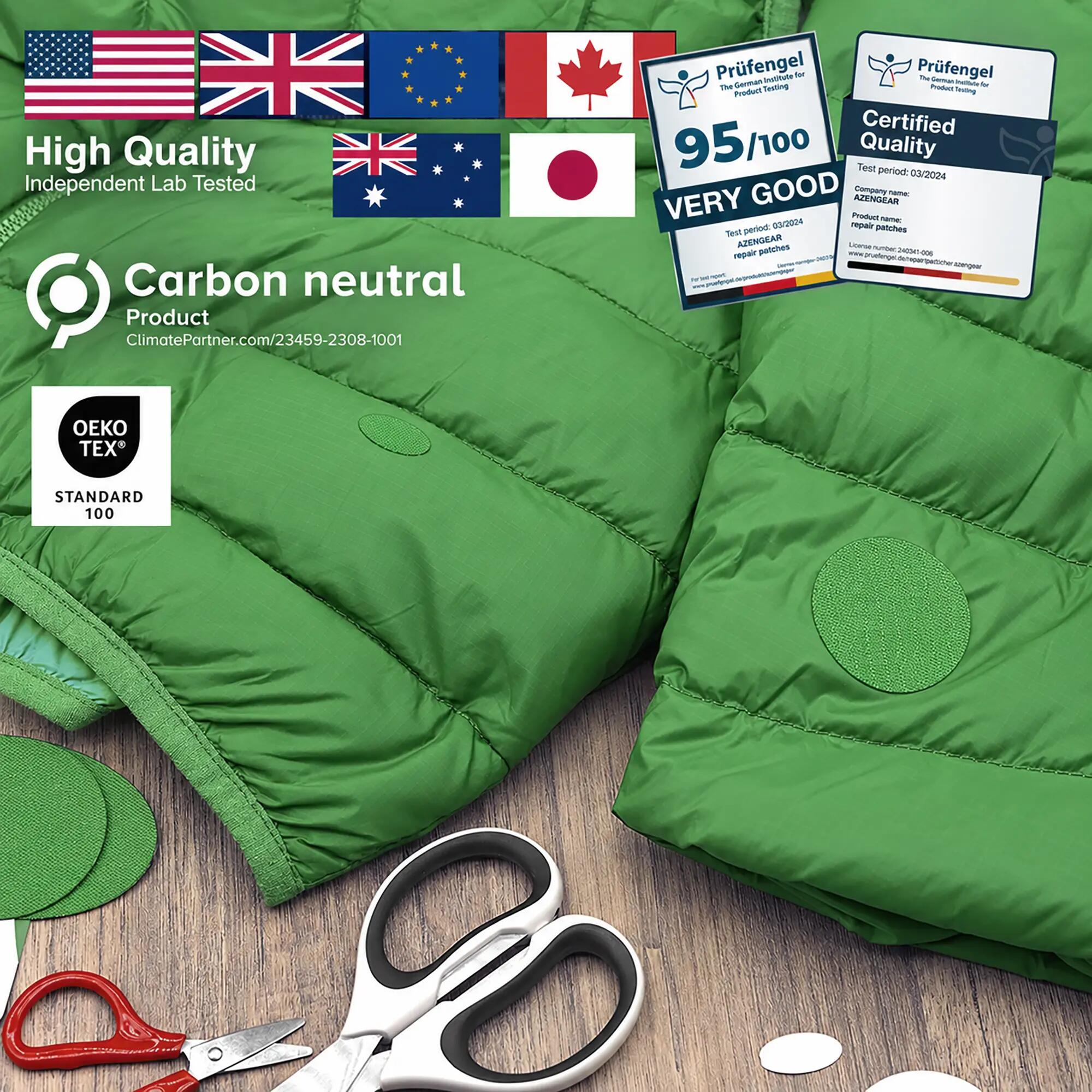 Reparatiepatch donsjas, zelfklevend, waterdicht, tent- en slaapzakreparatie 5/12