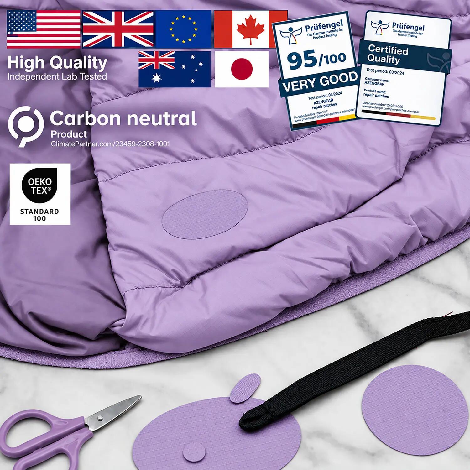 Parches autoadhesivos impermeables: plumas, tienda y saco de dormir, 11 uds. 4/11