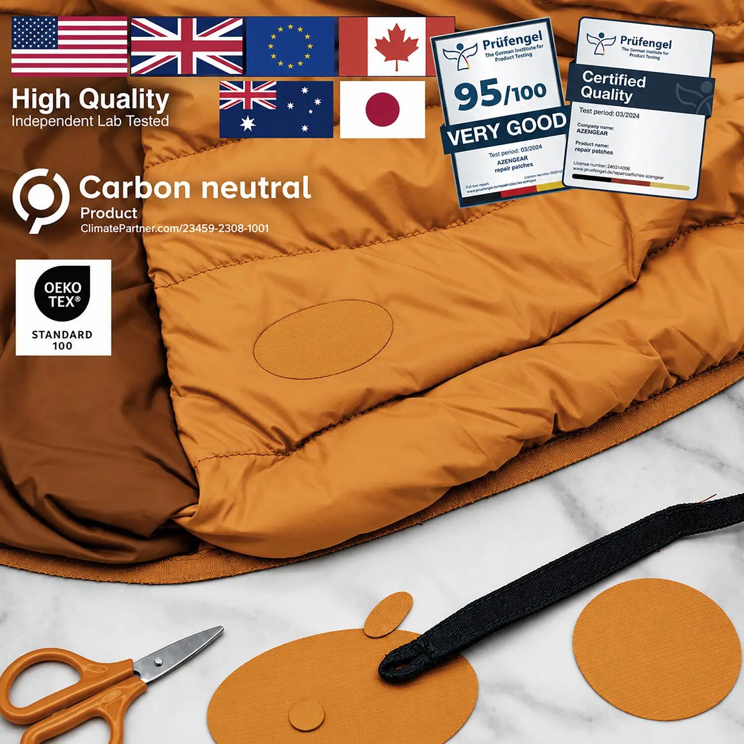 Reparatiepatch donsjas, zelfklevend, waterdicht, tent- en slaapzakreparatie 4/11