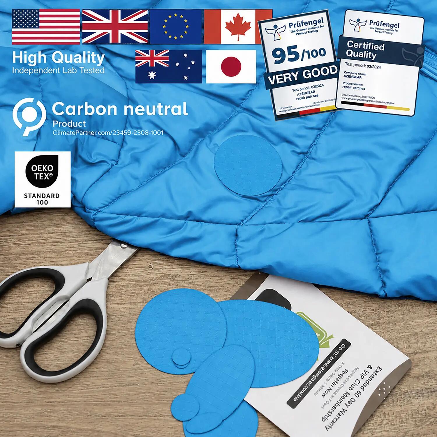 Reparatiepatch donsjas, zelfklevend, waterdicht, tent- en slaapzakreparatie 4/10
