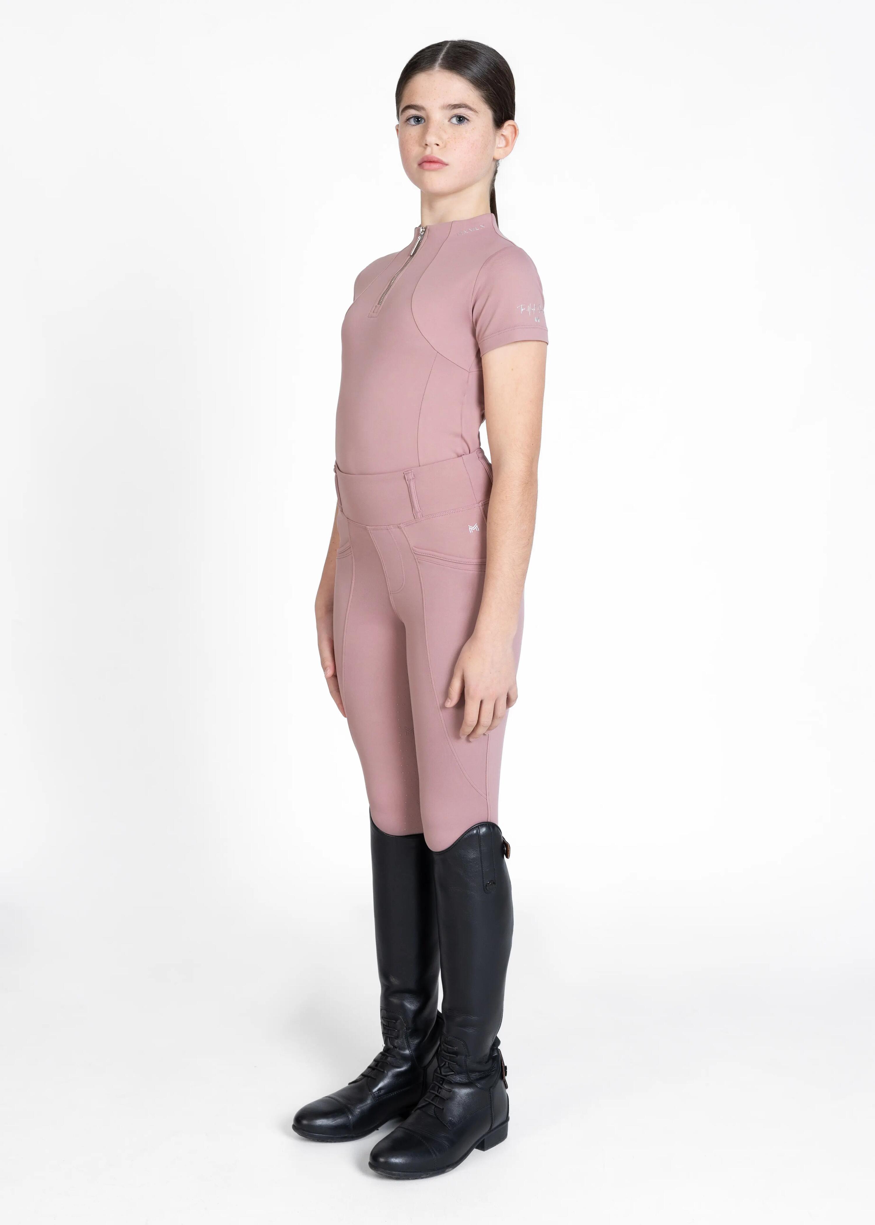 Leggings Pantalón Niños Equitación Maximilian Pro Full Grip Rosa Topo 5/6
