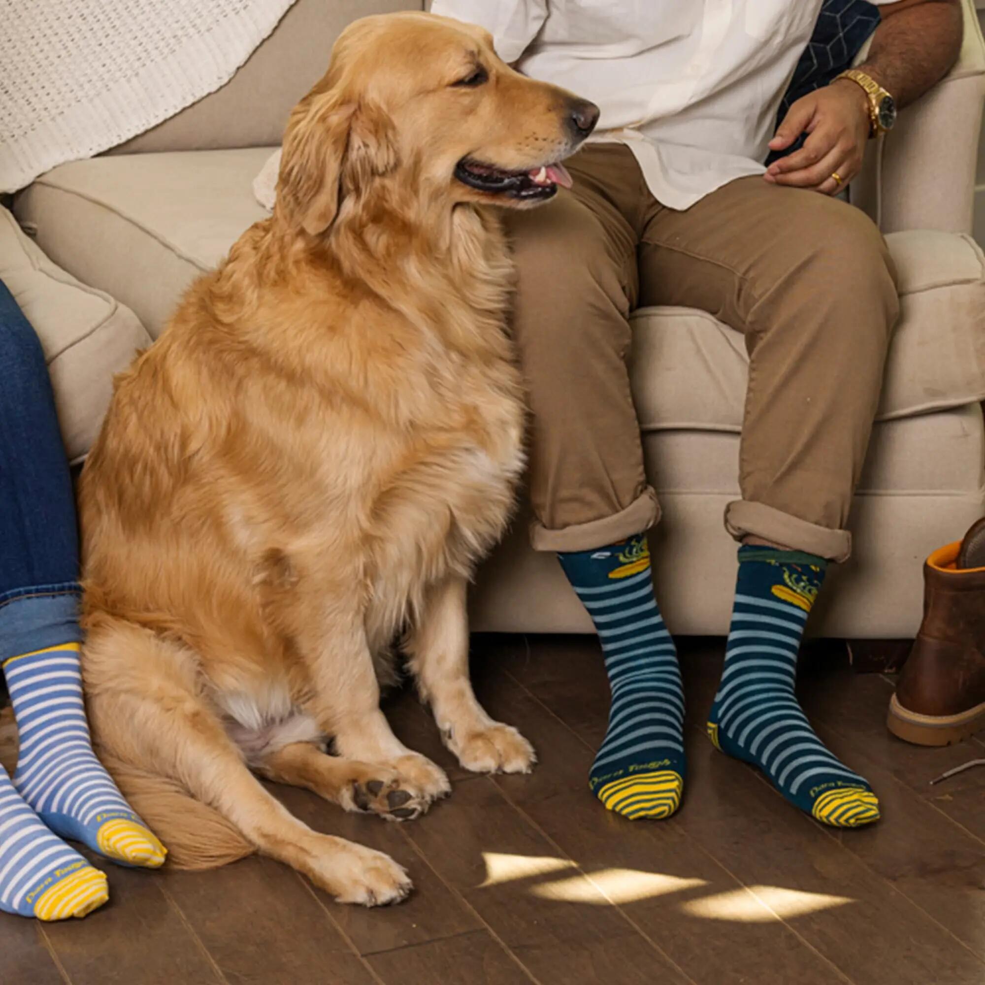 Mens Animal Patterned Crew Lightweight Seamless Merino Wool Socks 4/6