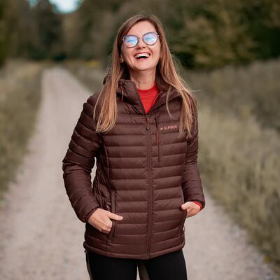 Donsjas - bergtrekking - dames - kiruna - windwerend, waterafstotend - bruin