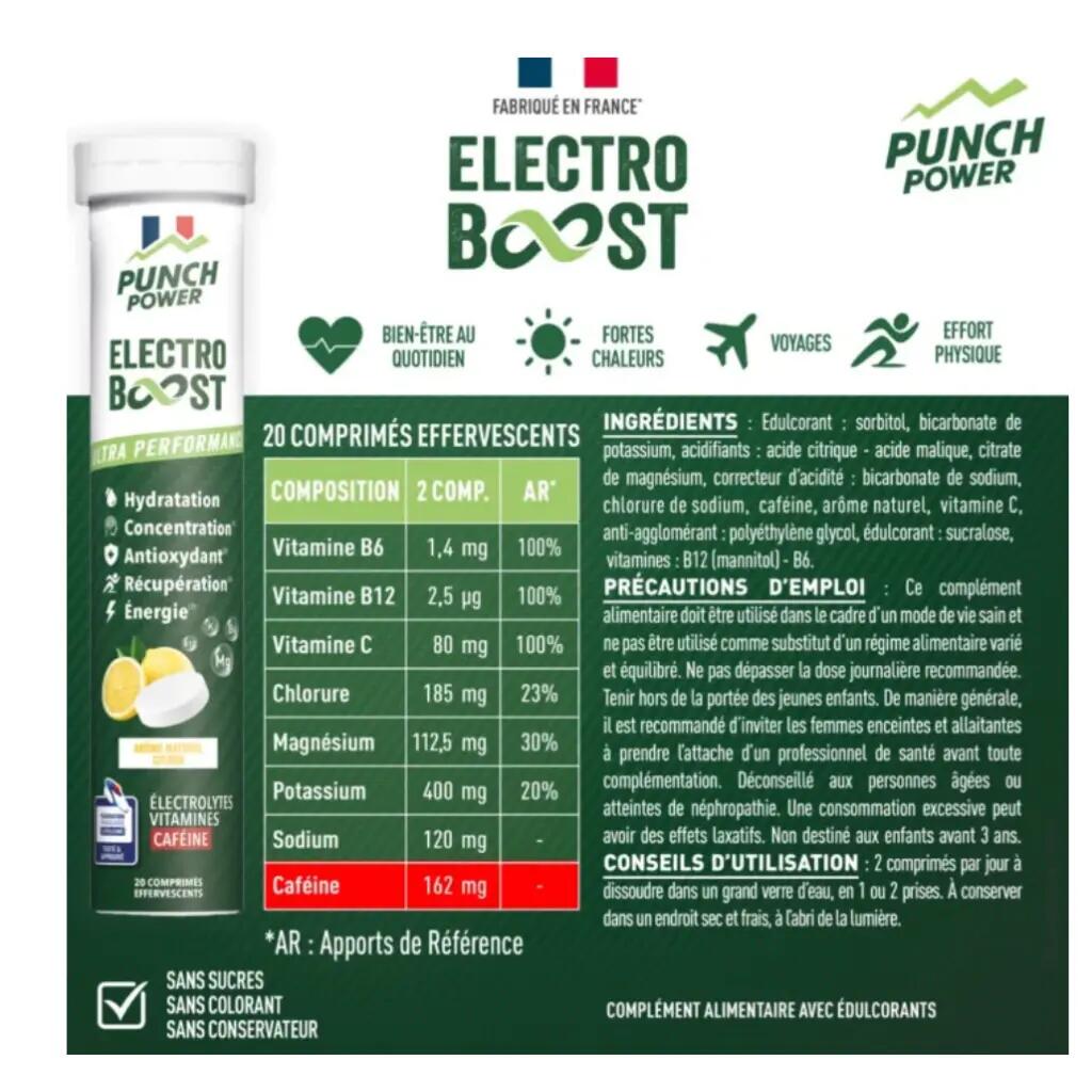 Boisson d'hydratation Punch Power ElectroBoost citron caféine 2/4