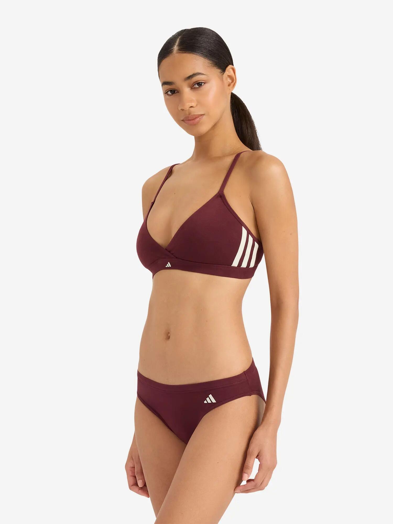 Damen Fitness Triangel-BH Neckholder - Sport Active Essentials Cotton 3 Stripes 6/7