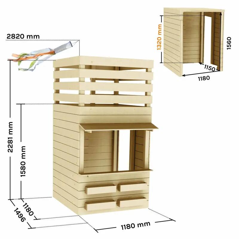 Cabane tour en bois avec comptoir et bac à sable SHOPPING 3/5