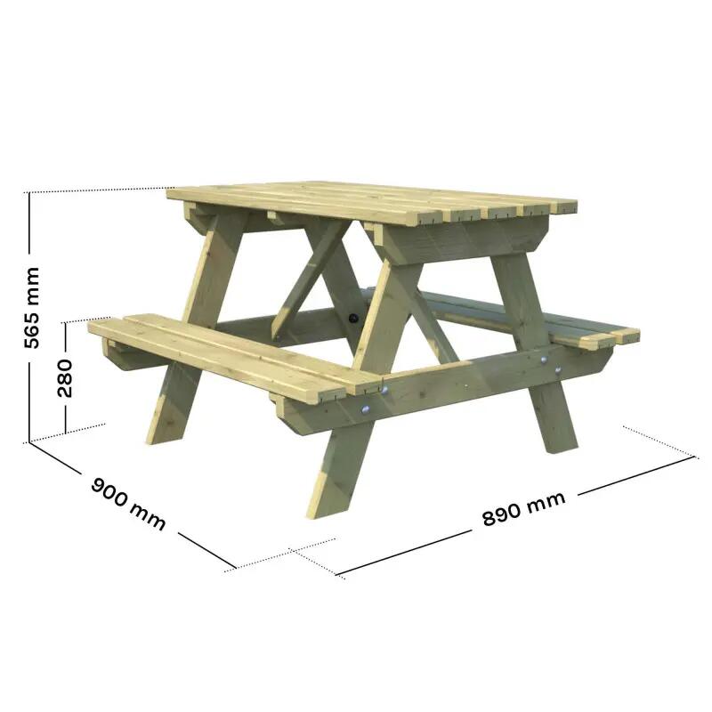 Table de pique-nique en bois traité pour enfants dès 18 mois AUREA 3/5