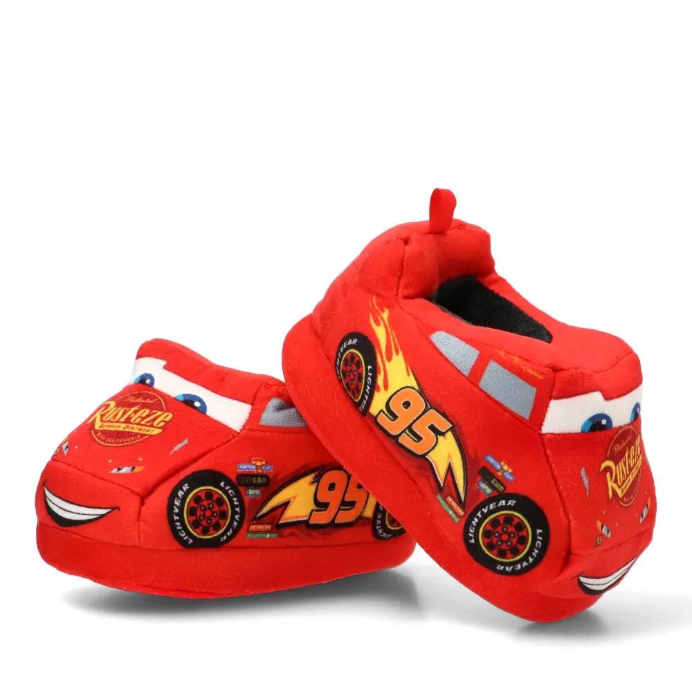 Pantoufles pour enfants en polyester rouge à motifs de voitures avec appliqués 6/6