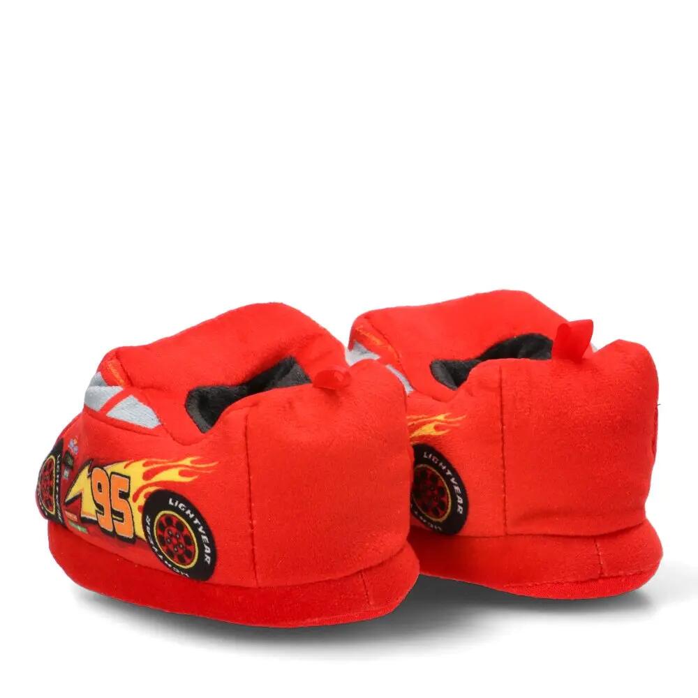 Pantoufles pour enfants en polyester rouge à motifs de voitures avec appliqués 5/6