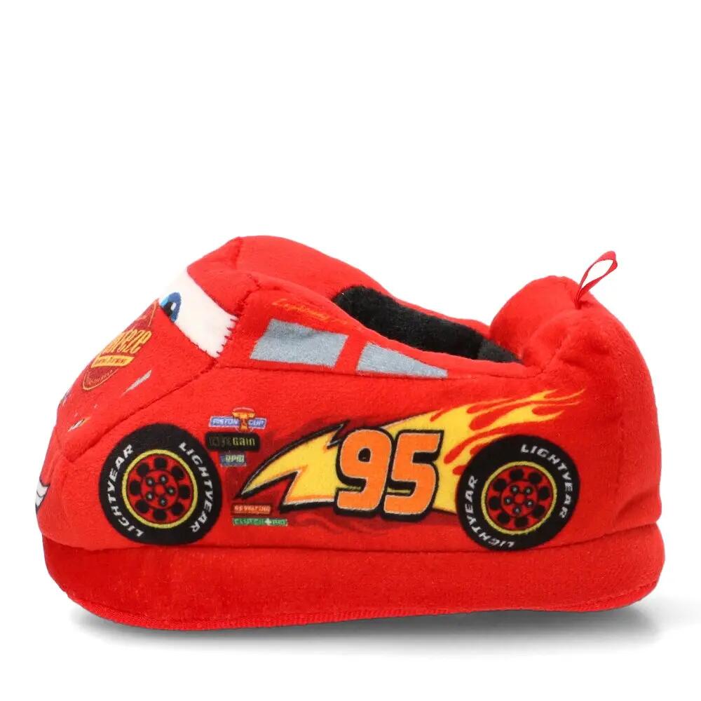 Pantoufles pour enfants en polyester rouge à motifs de voitures avec appliqués 4/6