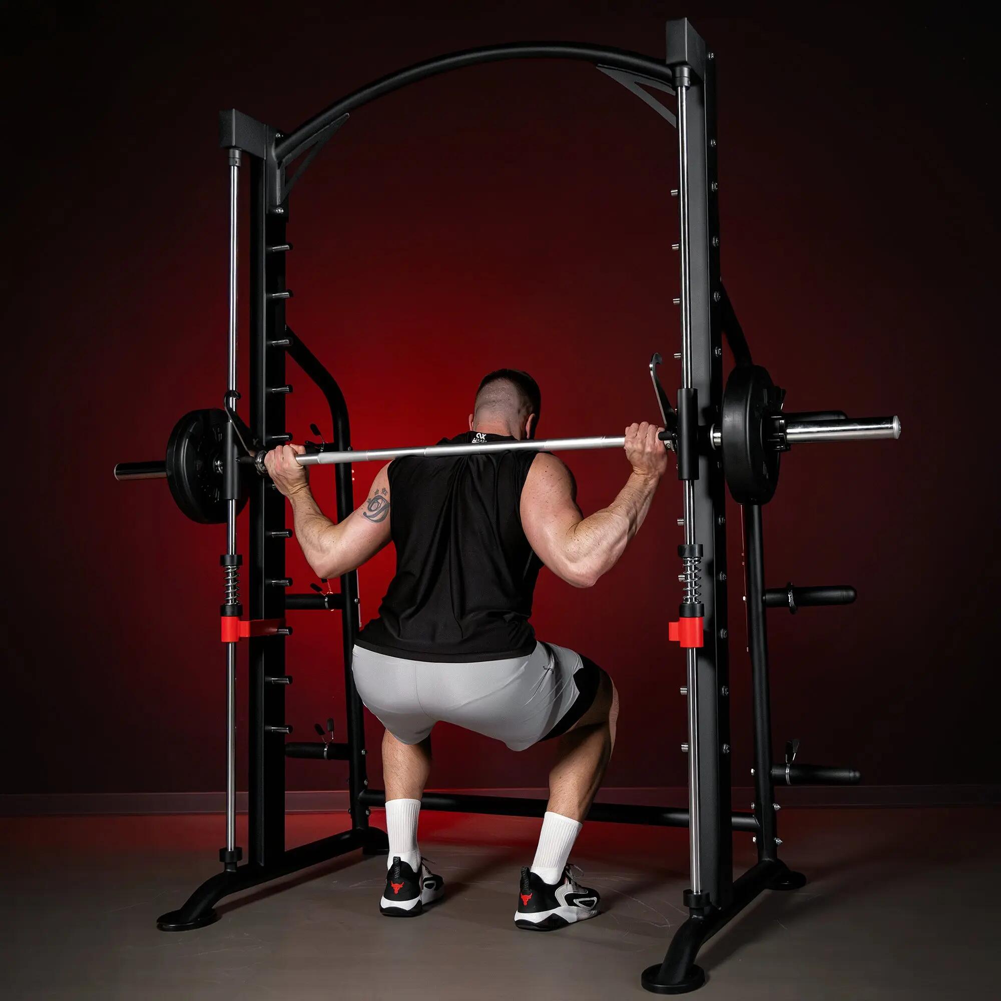 Power Rack Gorilla Sports 212 cm acier noir - 300 kg, rangement 8/12