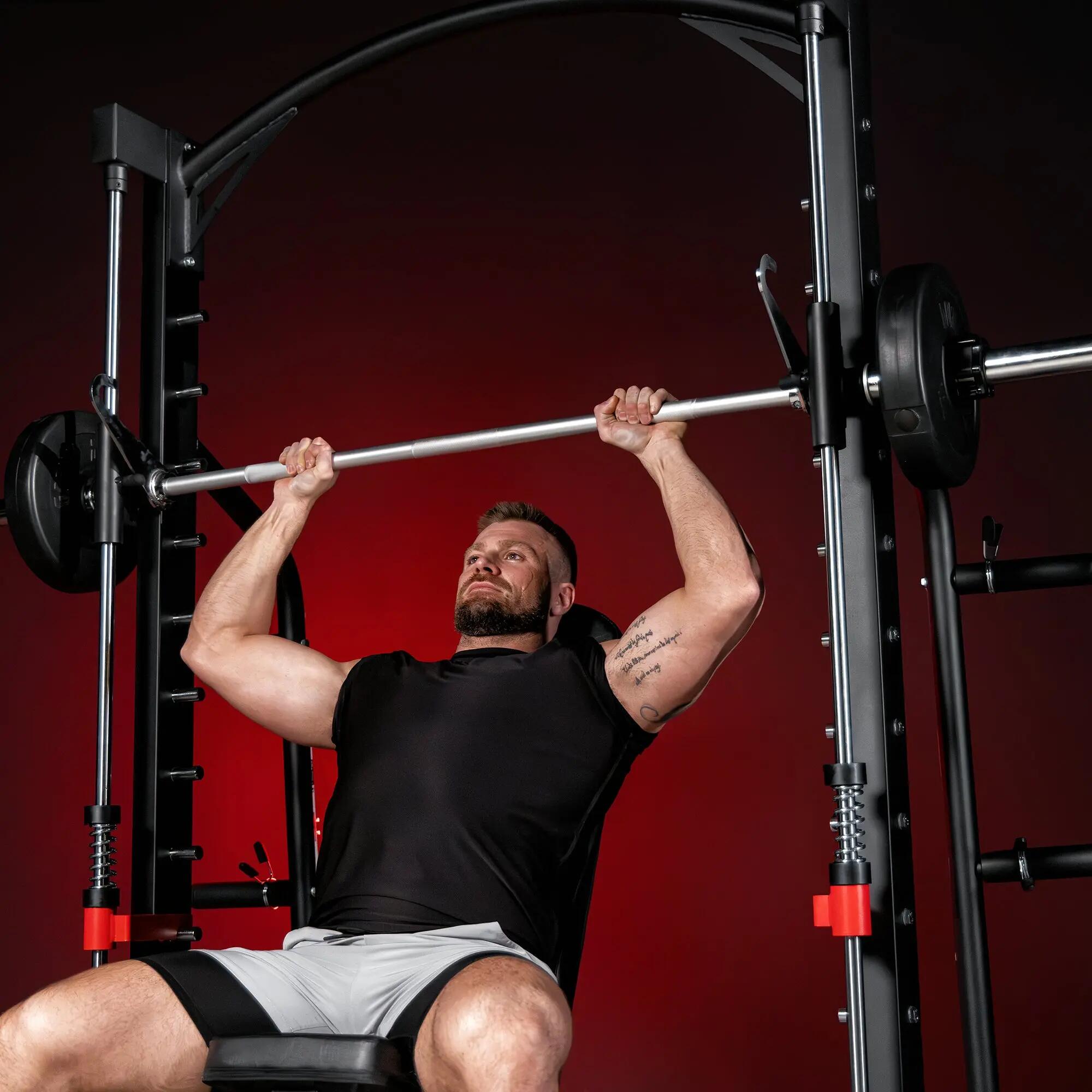 Power Rack Gorilla Sports 212 cm acier noir - 300 kg, rangement 7/12