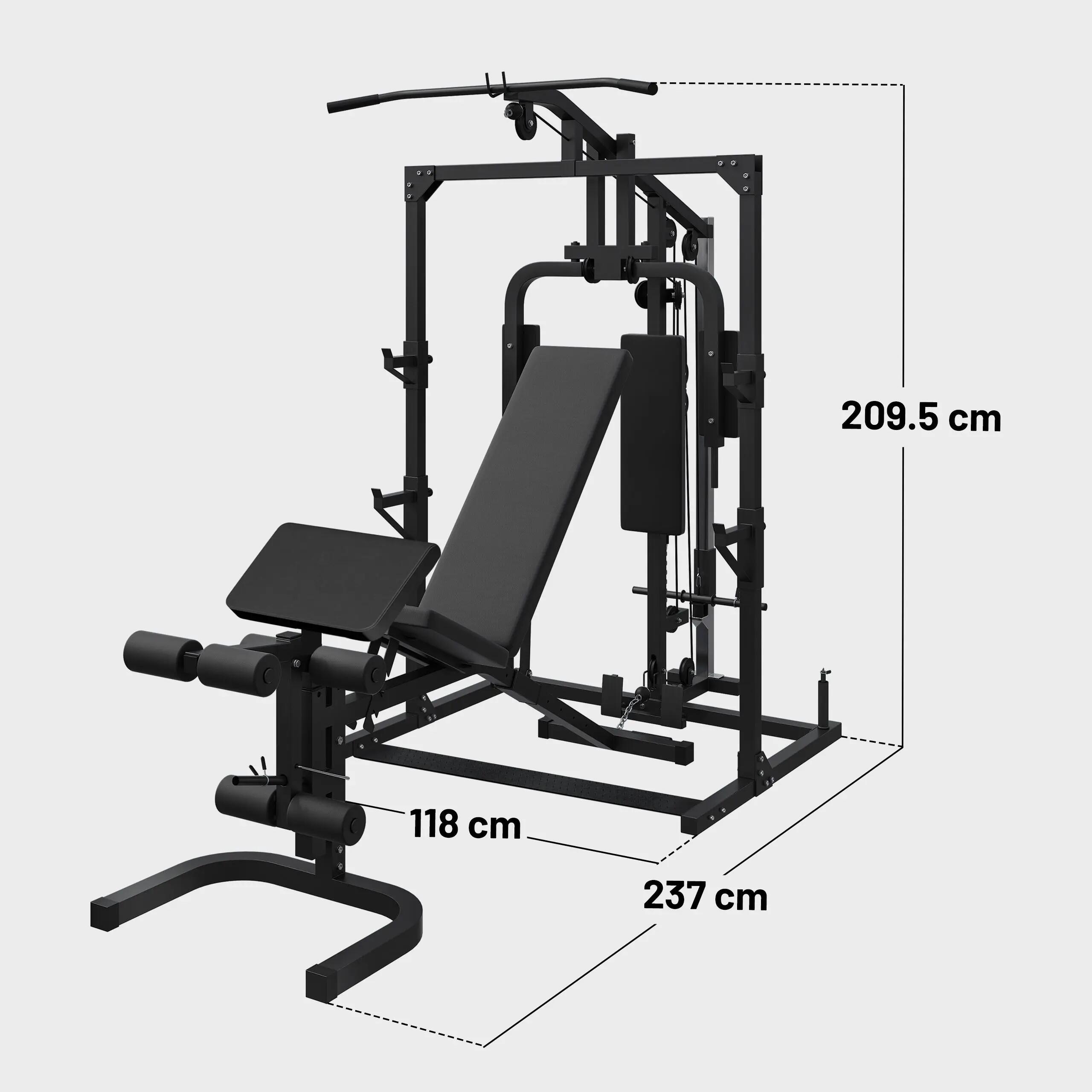 Home Gym Gorilla Sports avec banc réglable | Acier noir, 350 kg 8/11