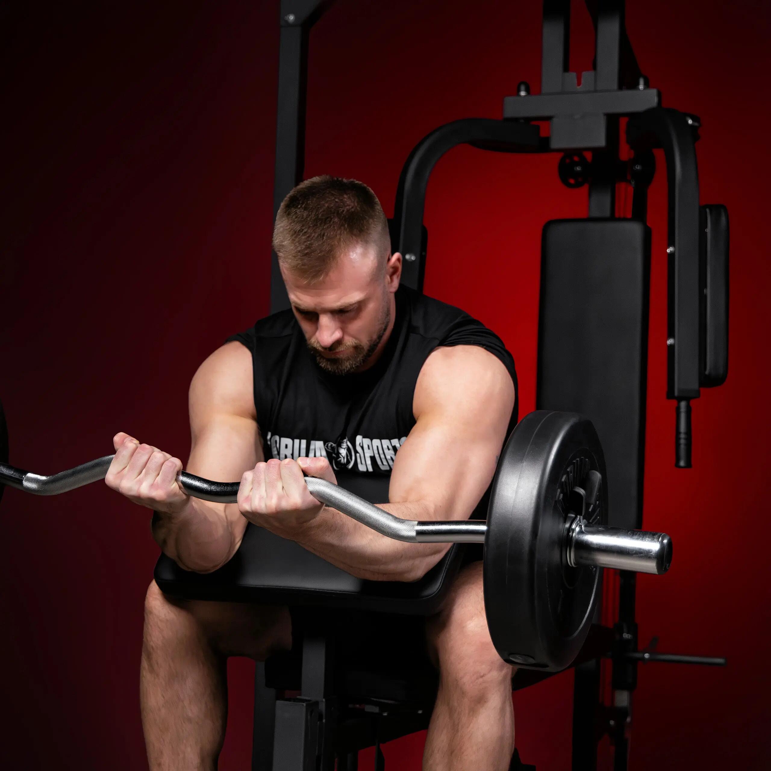 Home Gym Gorilla Sports avec banc réglable | Acier noir, 350 kg 10/11