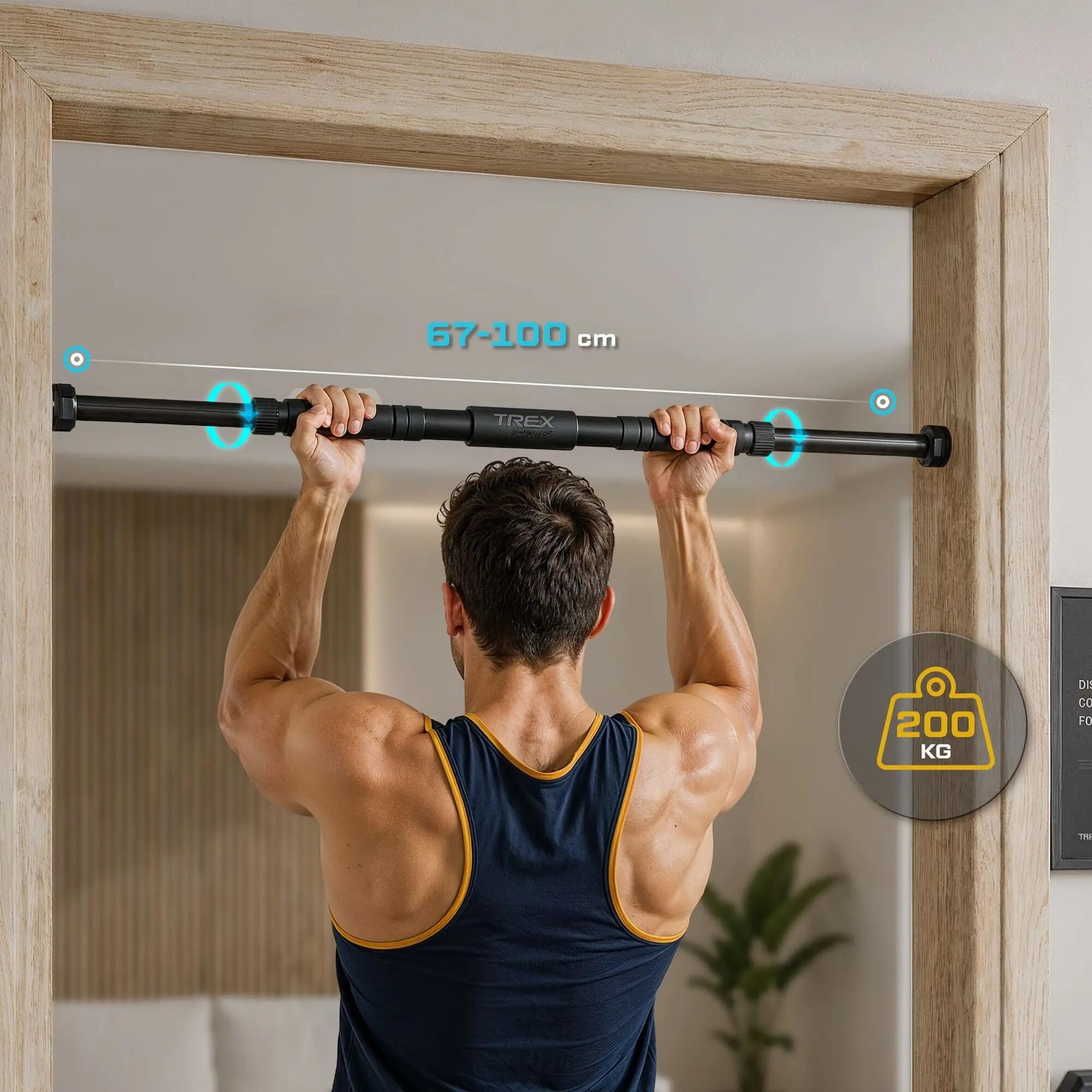 Barre de tractios sur porte Trex Sport TX-010PB 67-100 cm 200 kg réglable 2/7