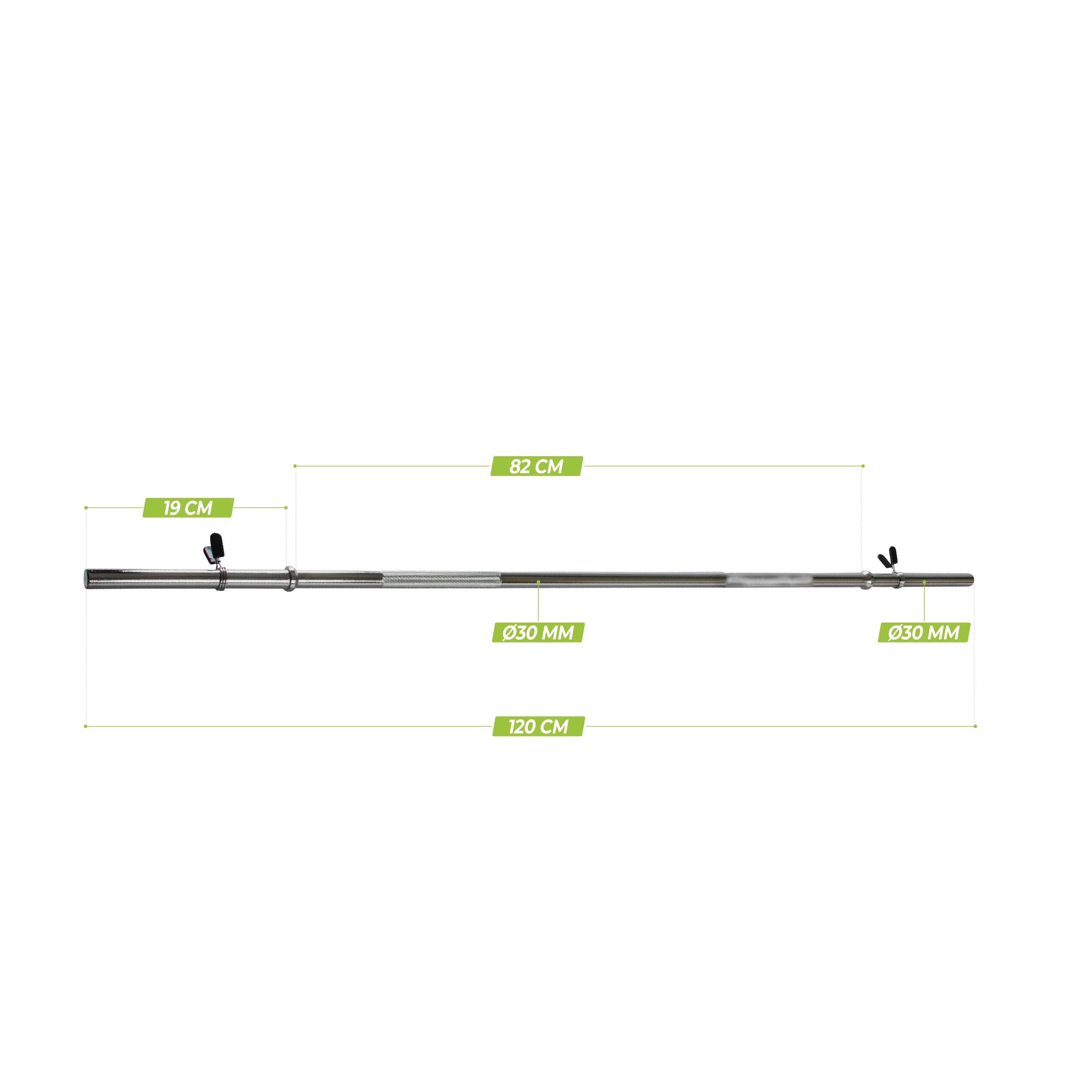 Barre d'haltères  - 120 cm - Fermeture à ressort - 30 mm 2/3