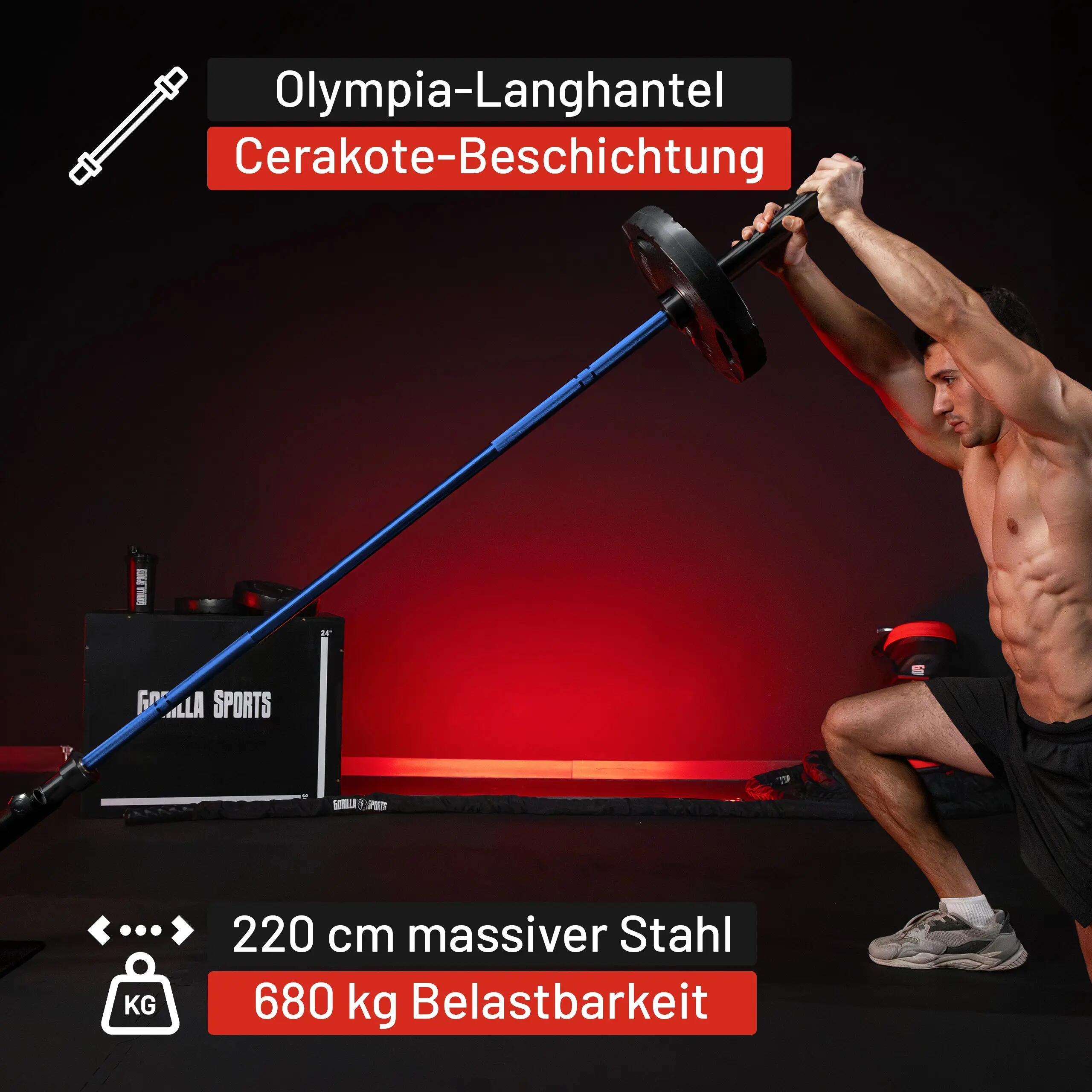 Barre d'haltérophilie Cerakote GORILLA SPORTS 220 cm 50 mm 20 kg 4/7