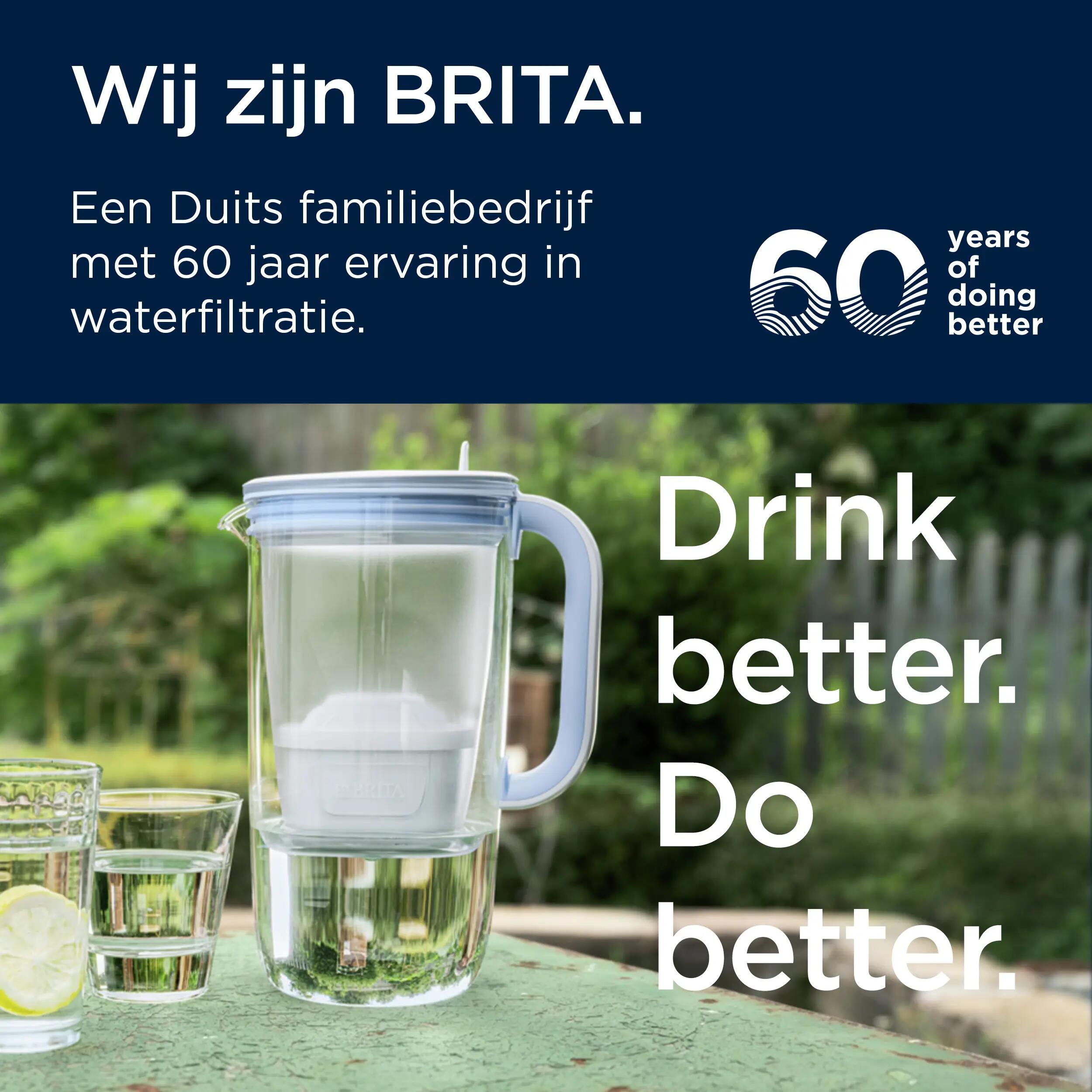 BRITA Glazen waterfilterkan 2.5L Blauw 5/7