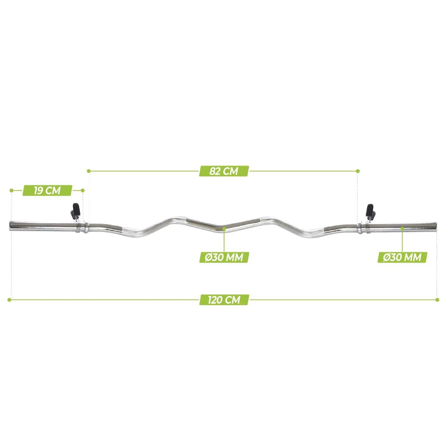 Curl bar - EZ Barbell bar - 120 cm - Clip a molla - 30 mm 2/3