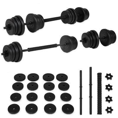 Verstelbare dumbbellset - 2 in 1 set - 30 kg - vinyl