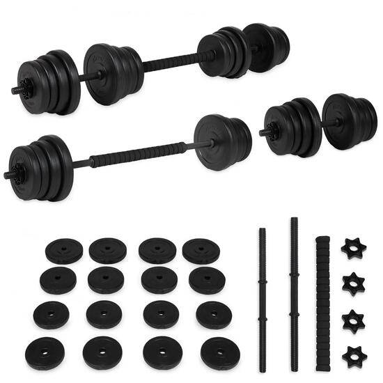 Regulowany zestaw hantli - Zestaw 2 w 1 - 30 kg - Winyl