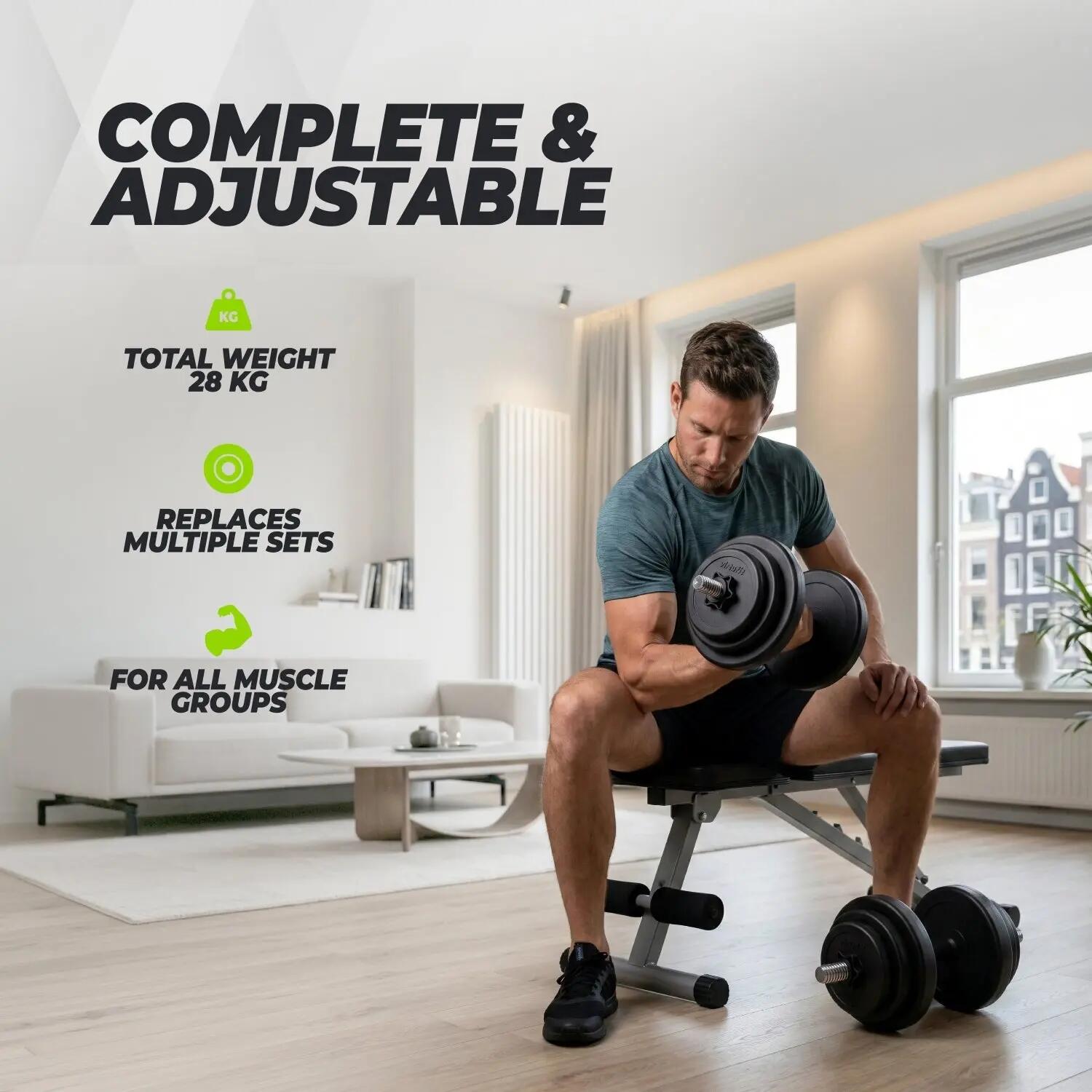 Verstelbare Dumbbellset - Vinyl - 2 x 14 kg (28 kg) 5/7