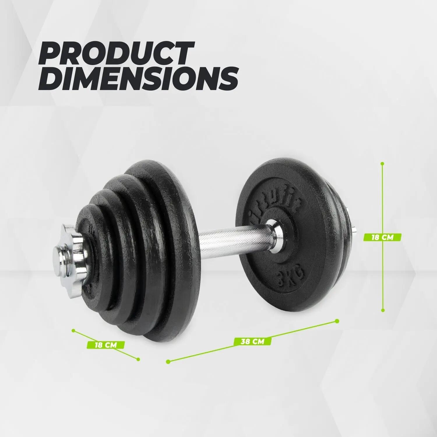 Verstelbare Dumbbellset Pro - Halterset - Gietijzer - 1 x 15 kg 6/7