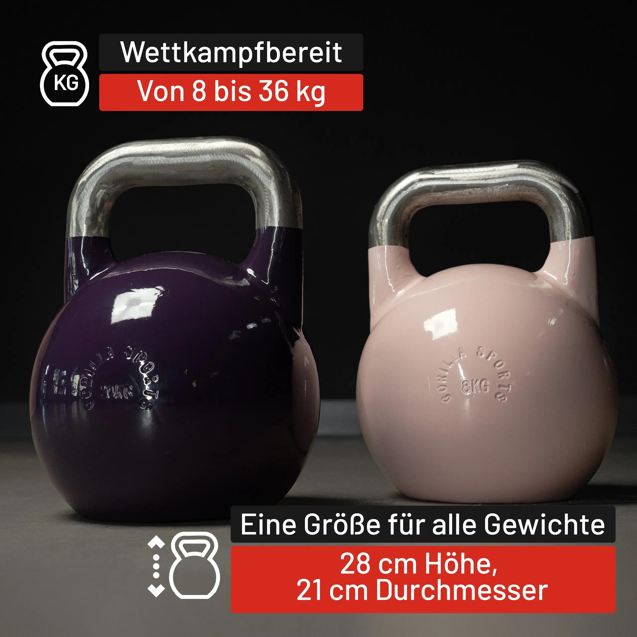 Kettlebell Competition - Gewicht 8 kg bis 40 kg, Massivstahlguss, in 9 Farben 4/7