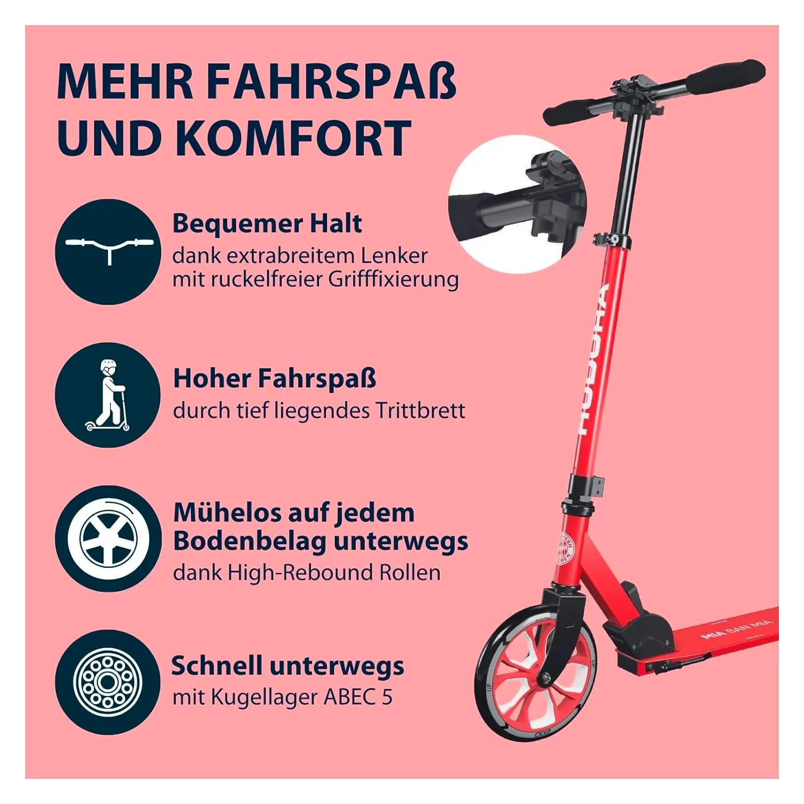 Trottinette FC Bayern Hudora UP 200 aluminium, guidon réglable 3/5