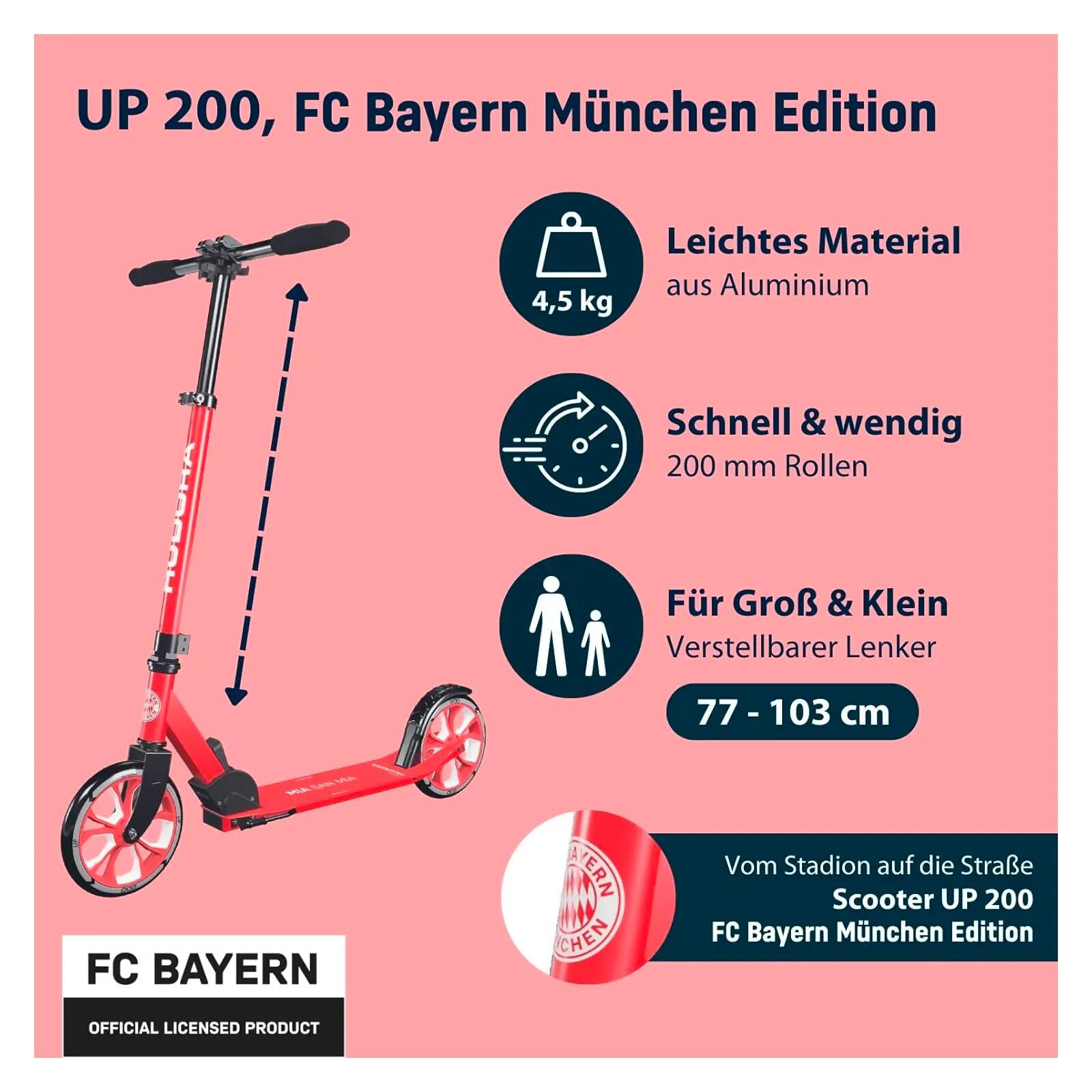 Trottinette FC Bayern Hudora UP 200 aluminium, guidon réglable 2/5