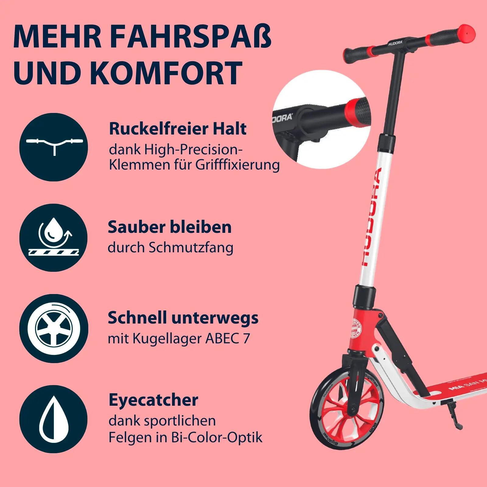Trottinette Hudora BigWheel 205 Advanced FC Bayern rouge/noir, aluminium 3/7