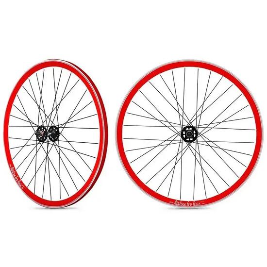 Tylne koło fixie czerwona obręcz czarna piasta Rodi