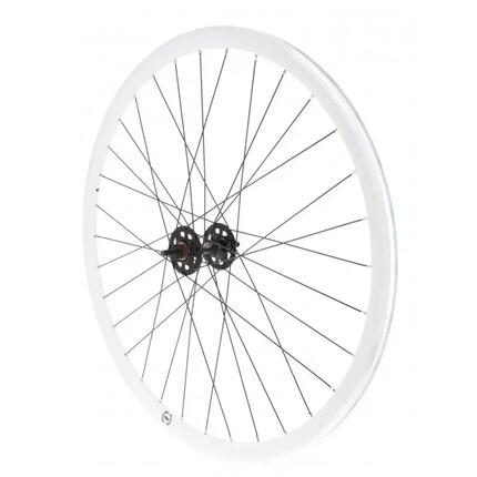 Roue avant fixie jante blanche moyeu noir Rodi