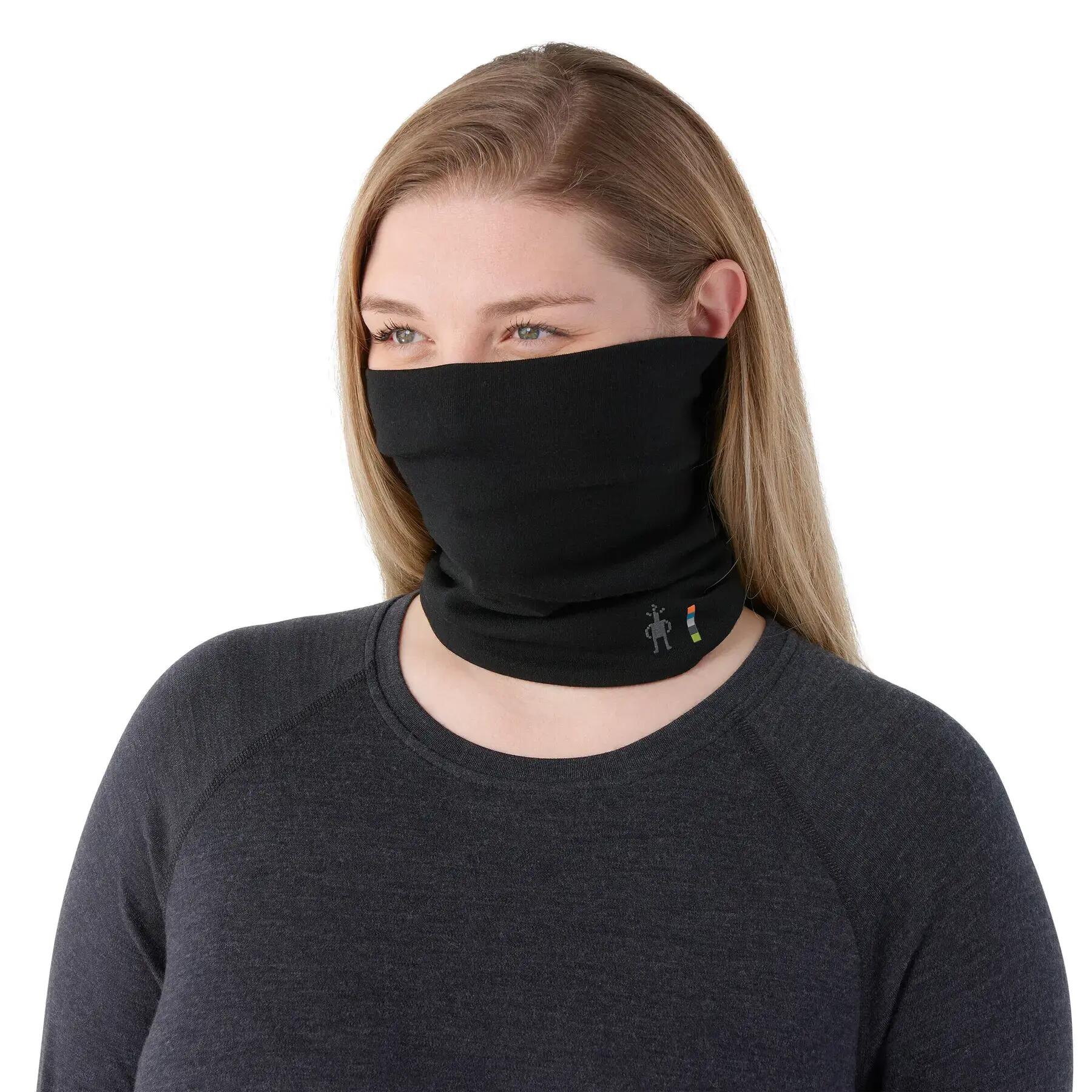 Thermal 250gsm Merino Wool Reversible Neck Gaiter - Black/Black 3/3